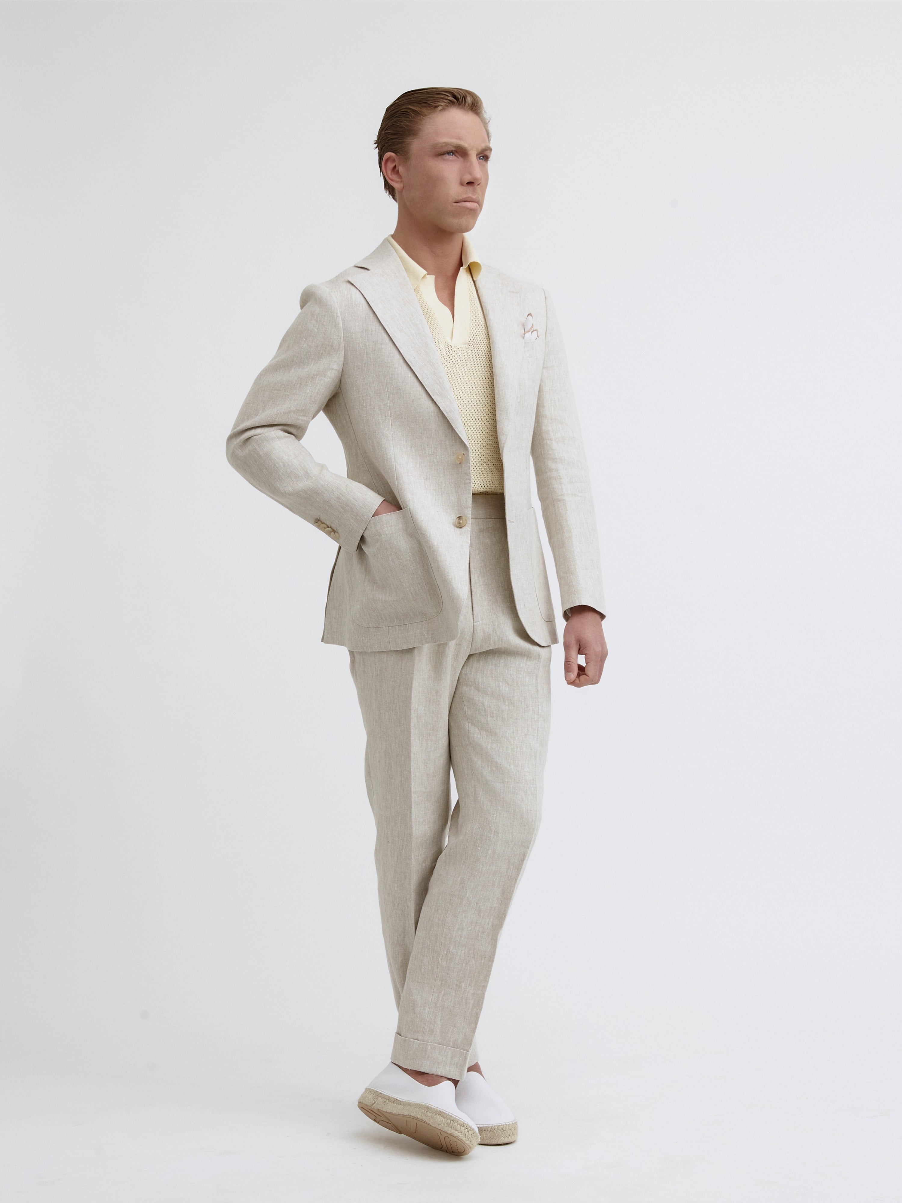 Cream Beige Linen Suit - Grand Le Mar