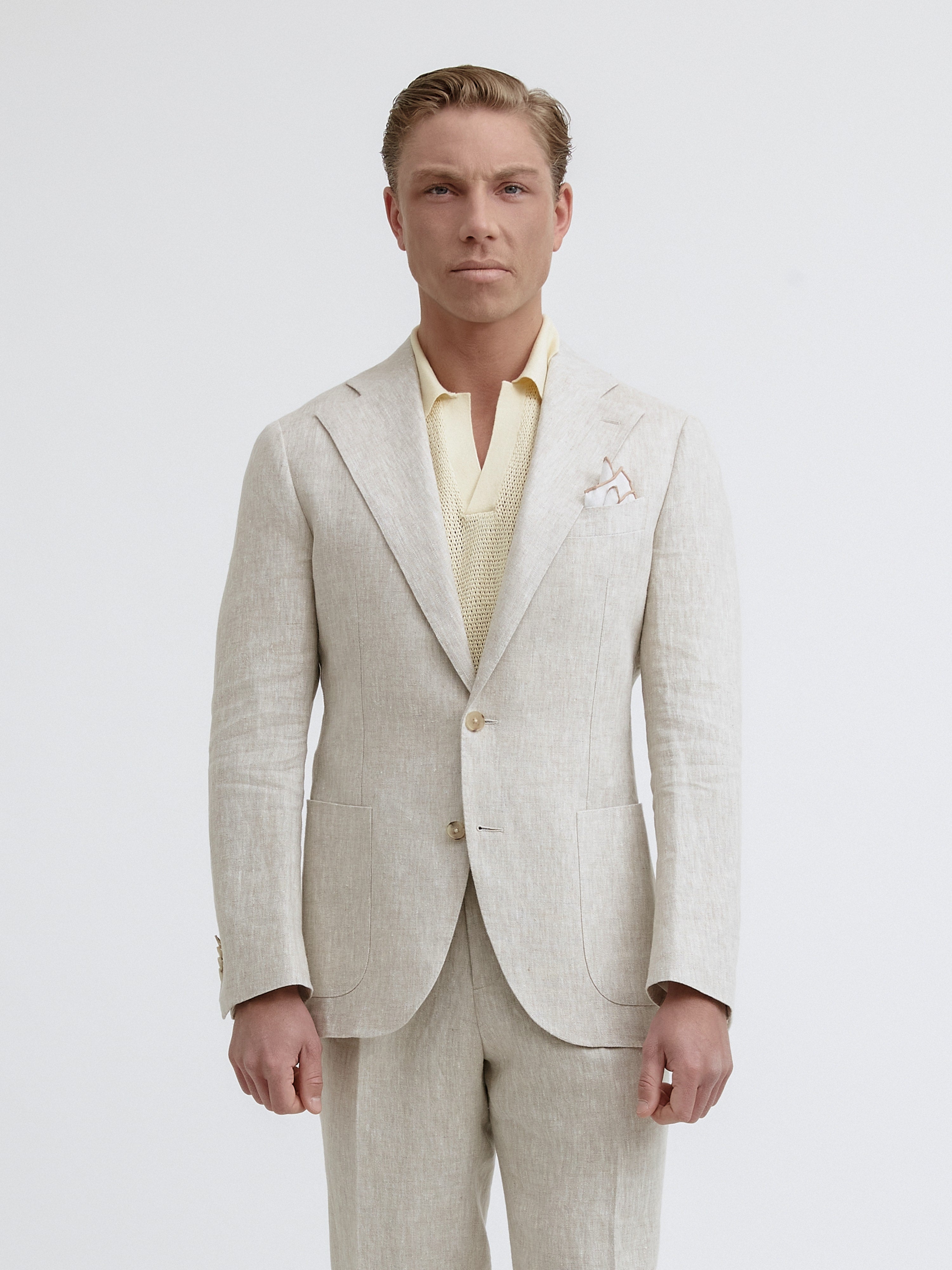 Cream Beige Linen Suit (SB) - Grand Le Mar