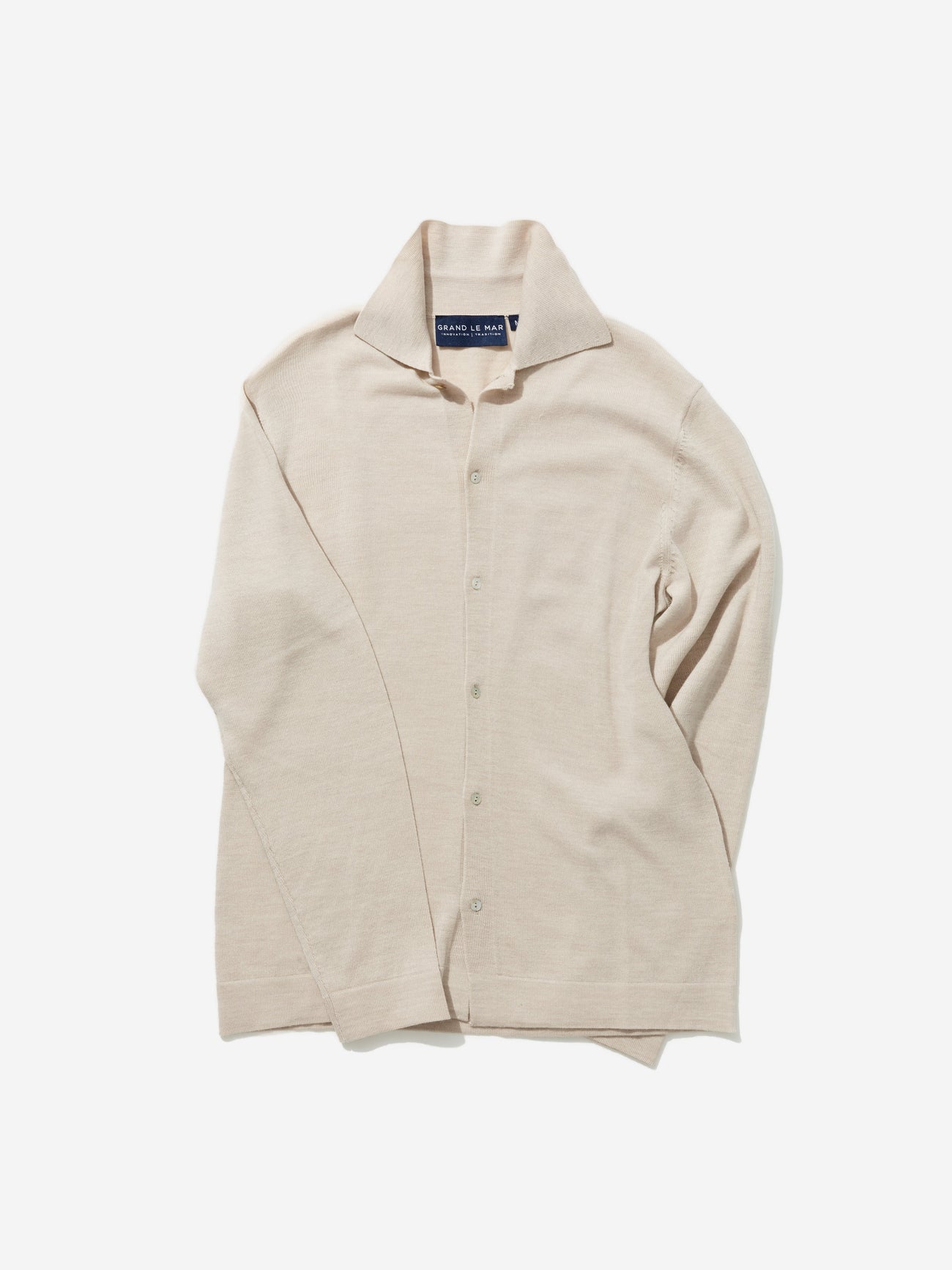 Beige Merino Wool Cardigan - Grand Le Mar