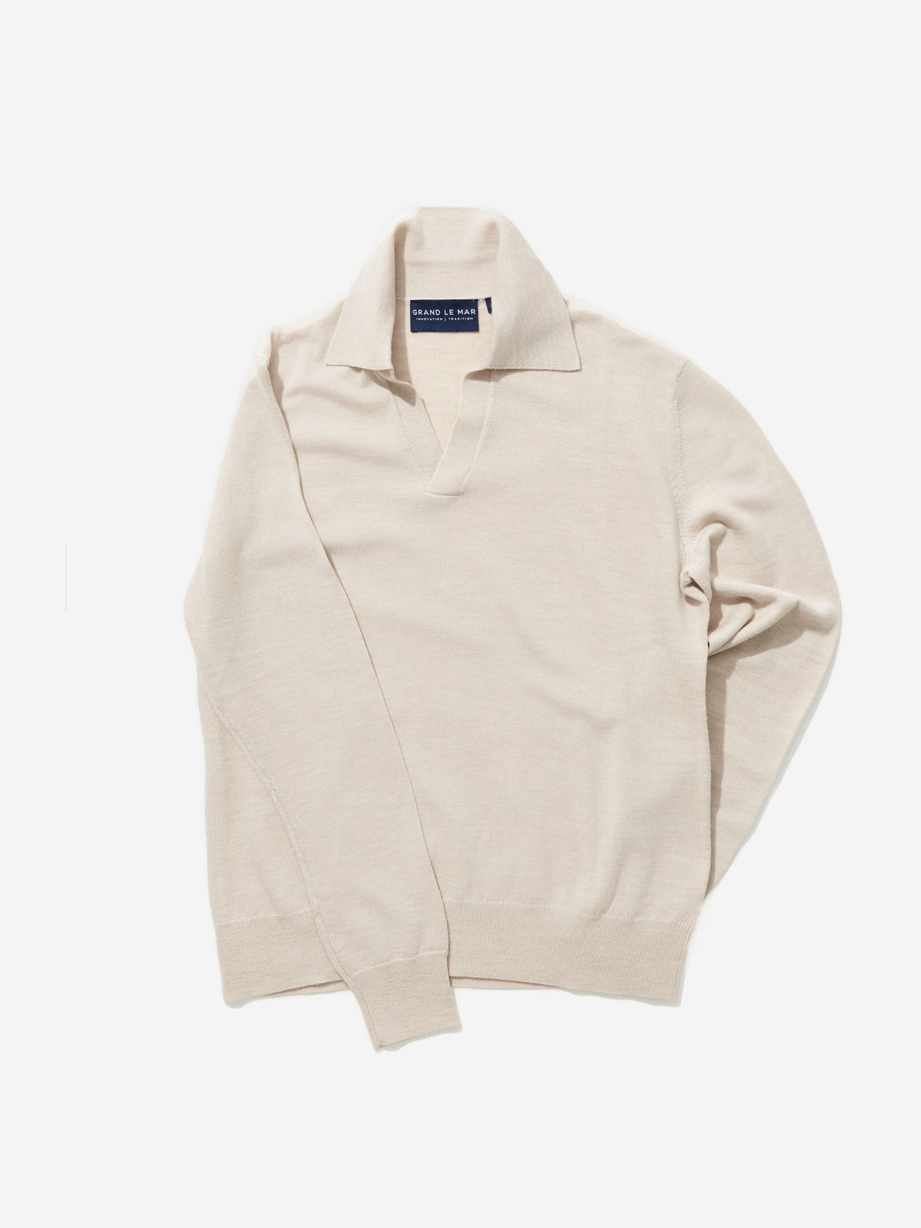 Beige Merino Wool Polo - Grand Le Mar