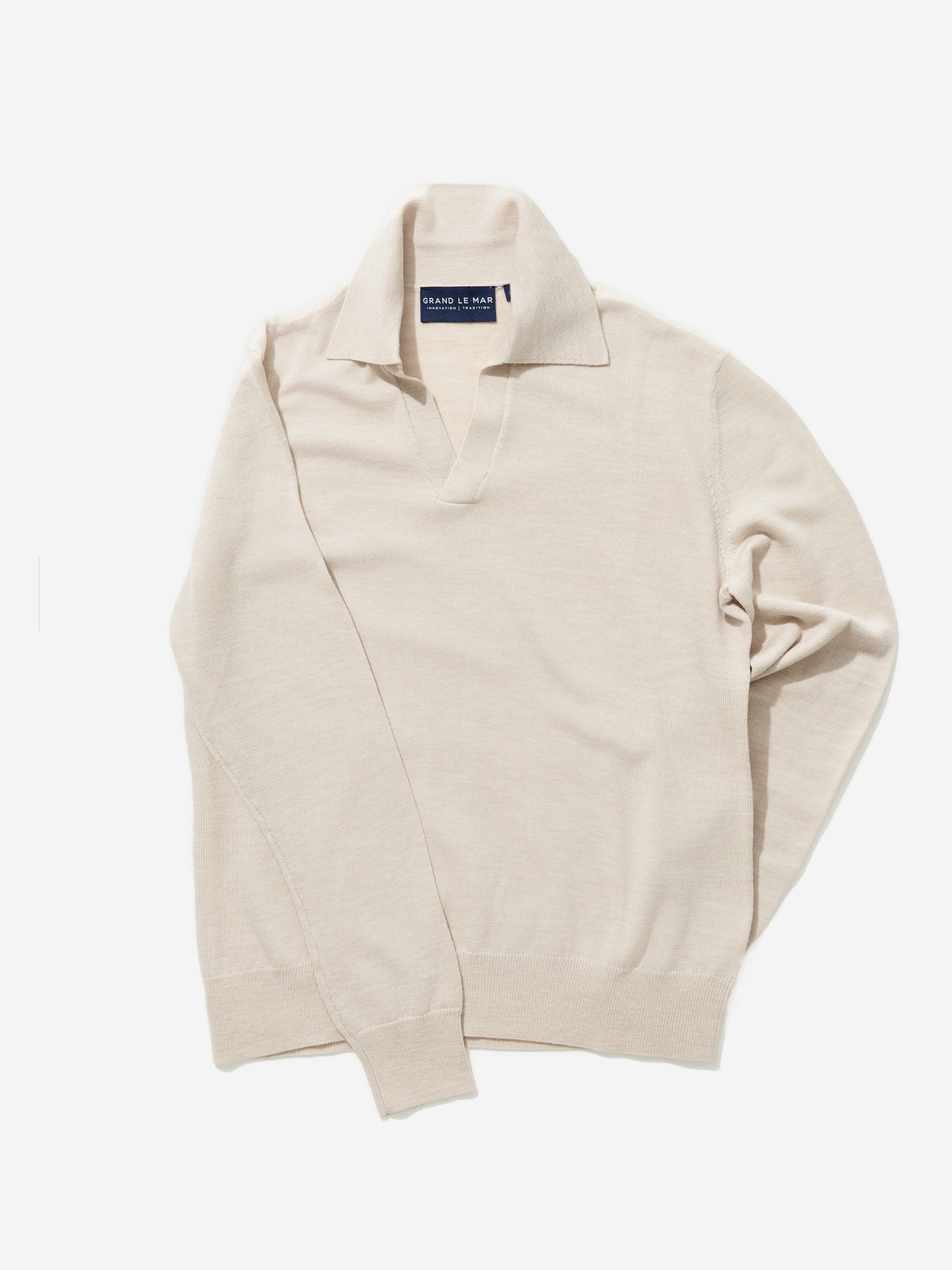 Beige Merino Wool Polo