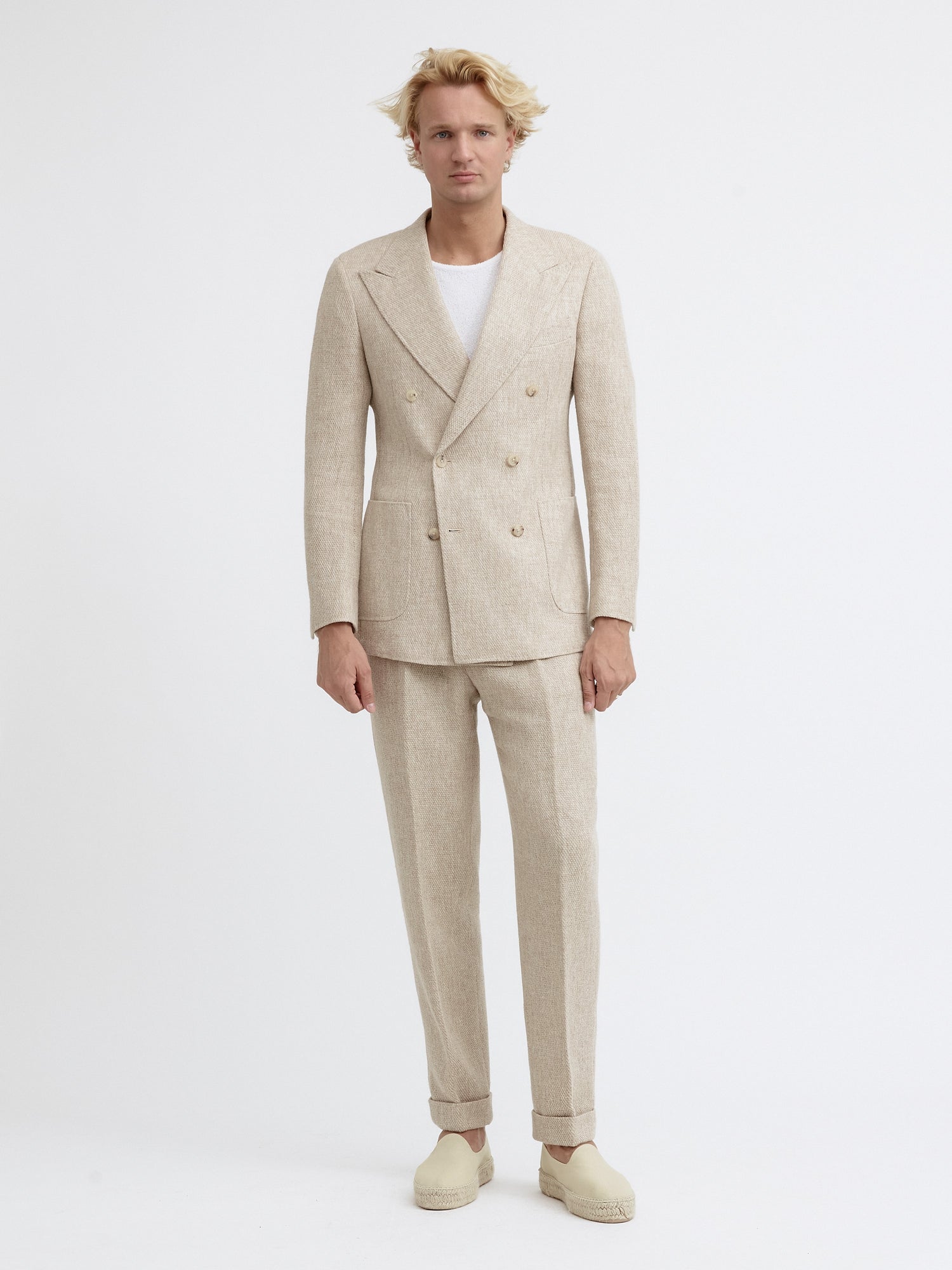 Cream Alpaca Wool Linen Suit