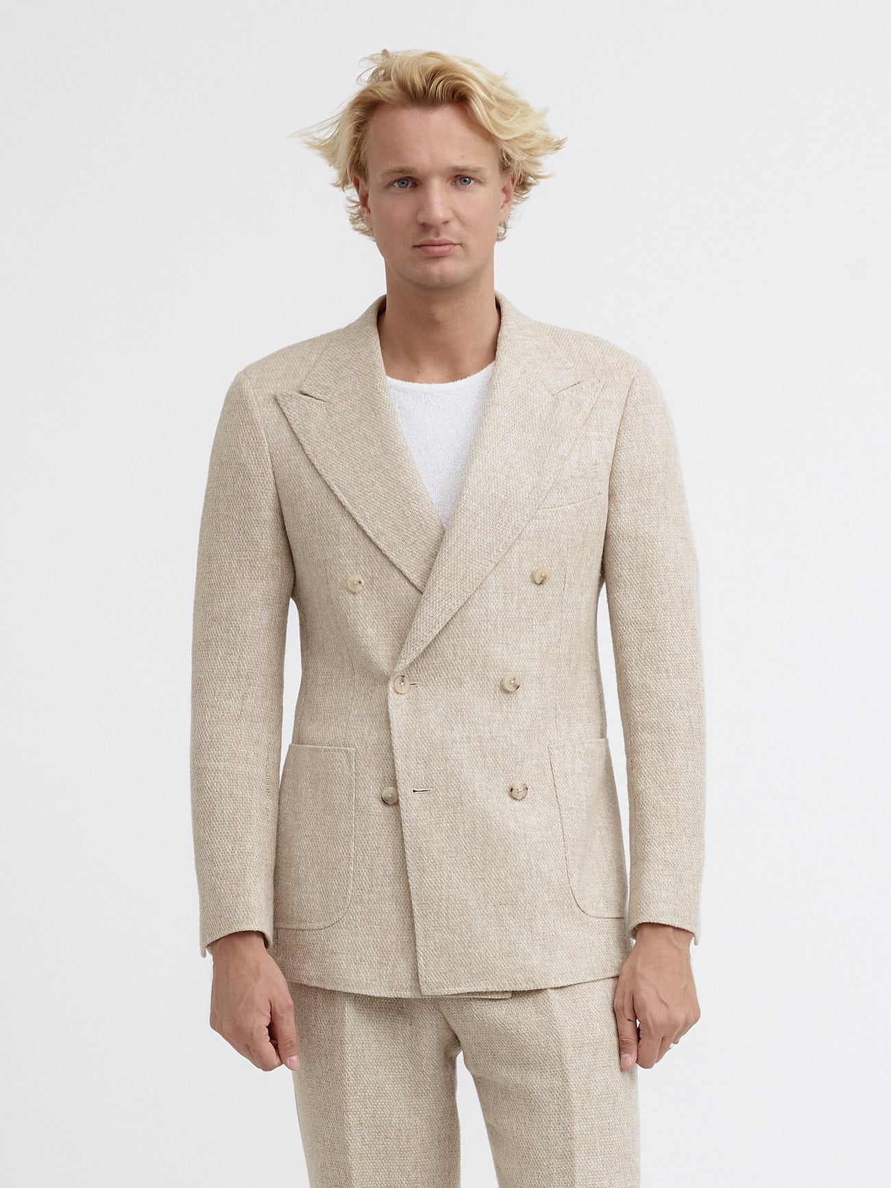 Cream Alpaca Wool Linen Suit - Grand Le Mar