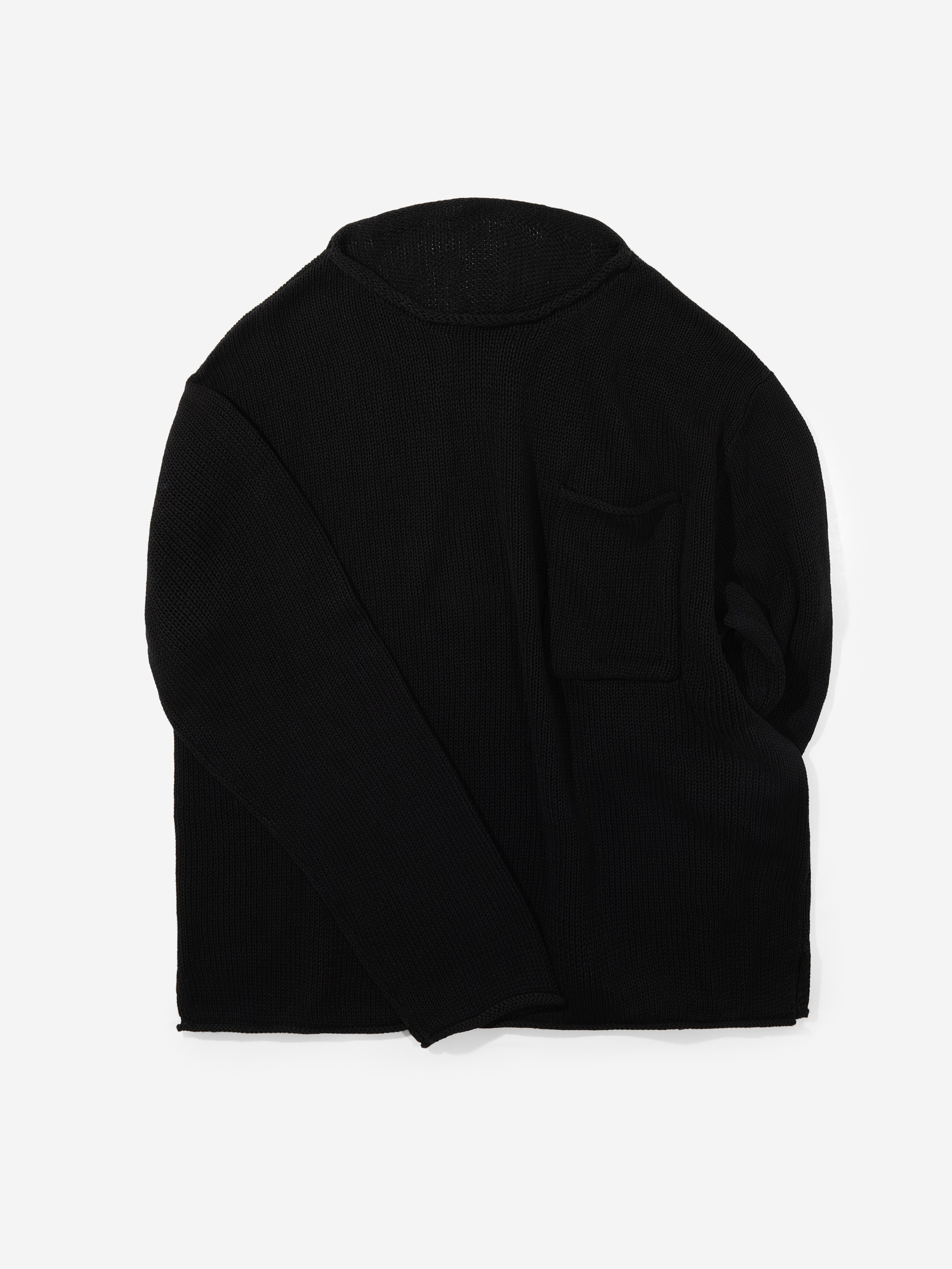 Black Cotton Linen Roll Neck - Grand Le Mar