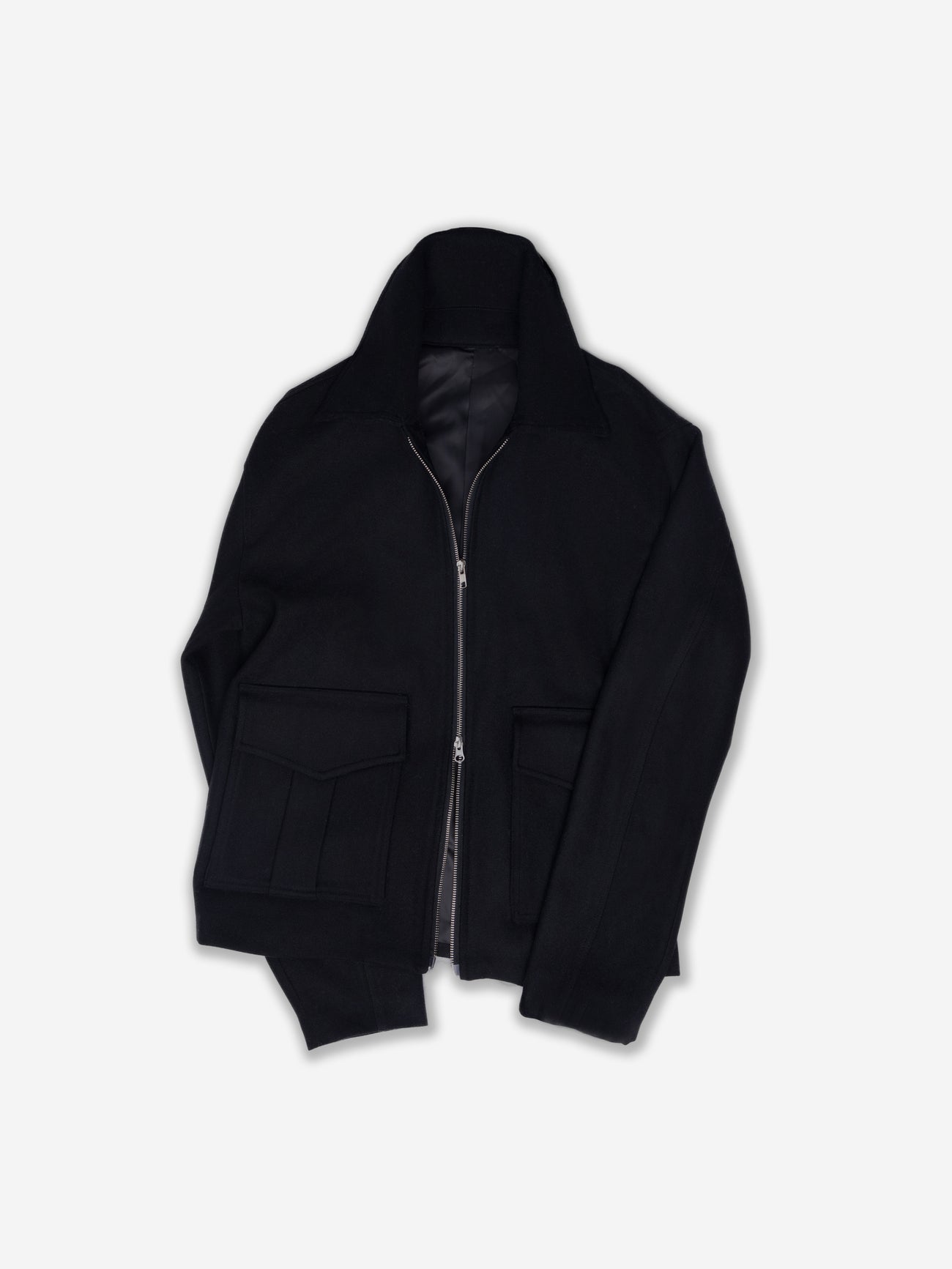 Black Flannel Flight Jacket - Grand Le Mar