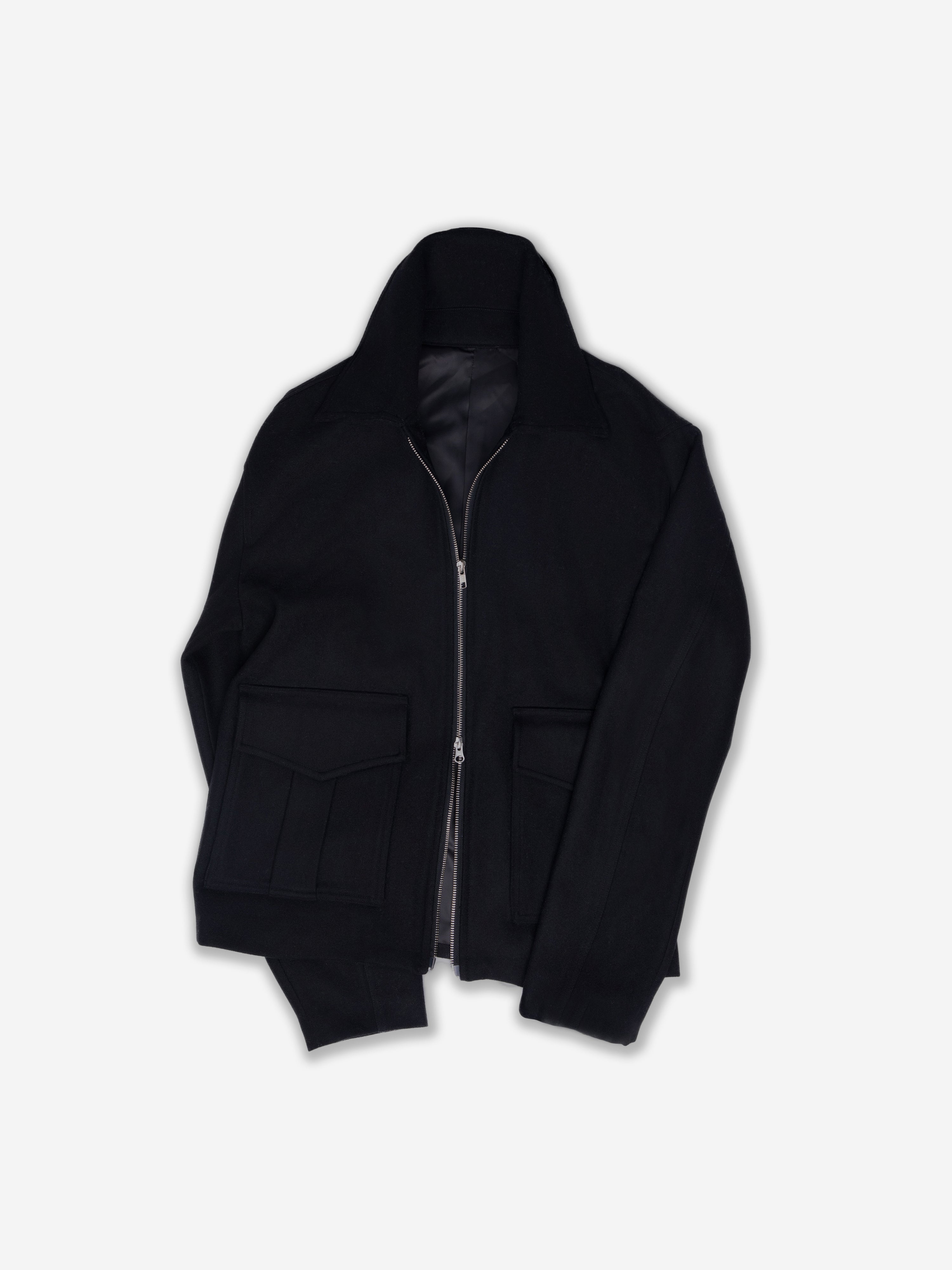 ロングジョン・ジャケット　M、XL ブラック　カモブラック Grand Le Mar | Black Flannel Flight Jacket Stylish Comfort for