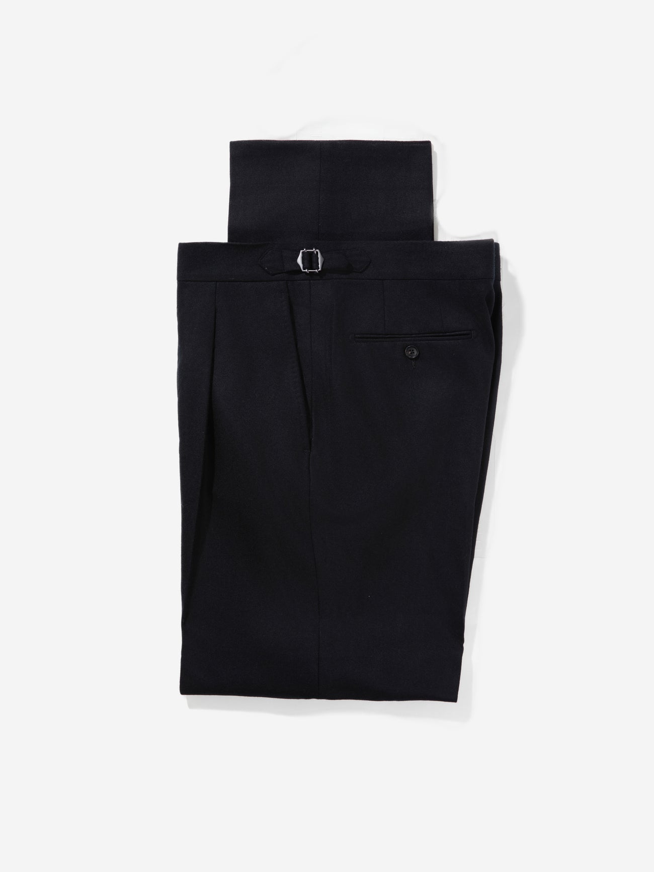 Black Flannel Wool Oscar Trousers (Wide Fit) - Grand Le Mar