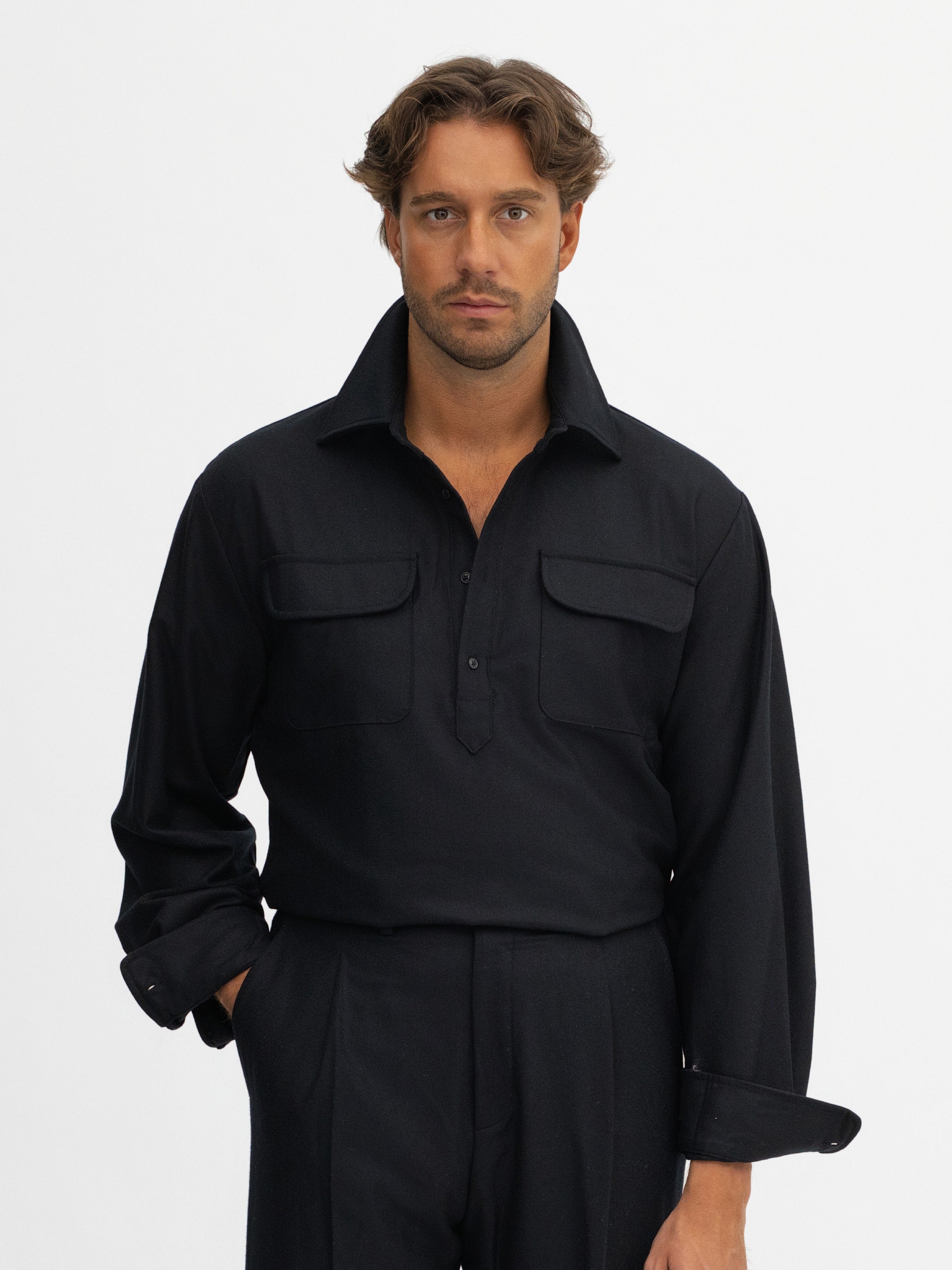 Black Flannel Popover - Grand Le Mar