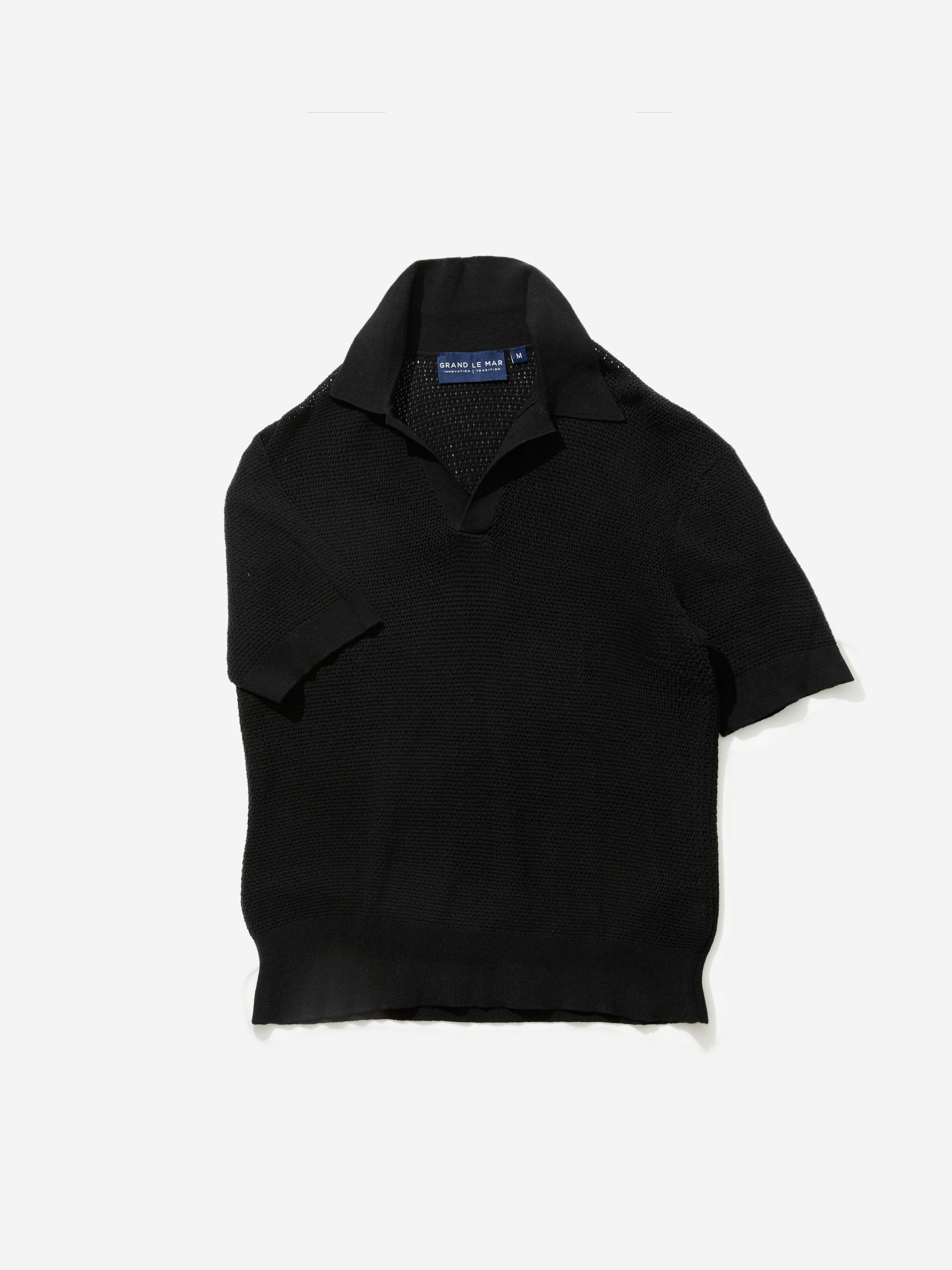 Black Knitted Short Sleeve Jersey - Grand Le Mar