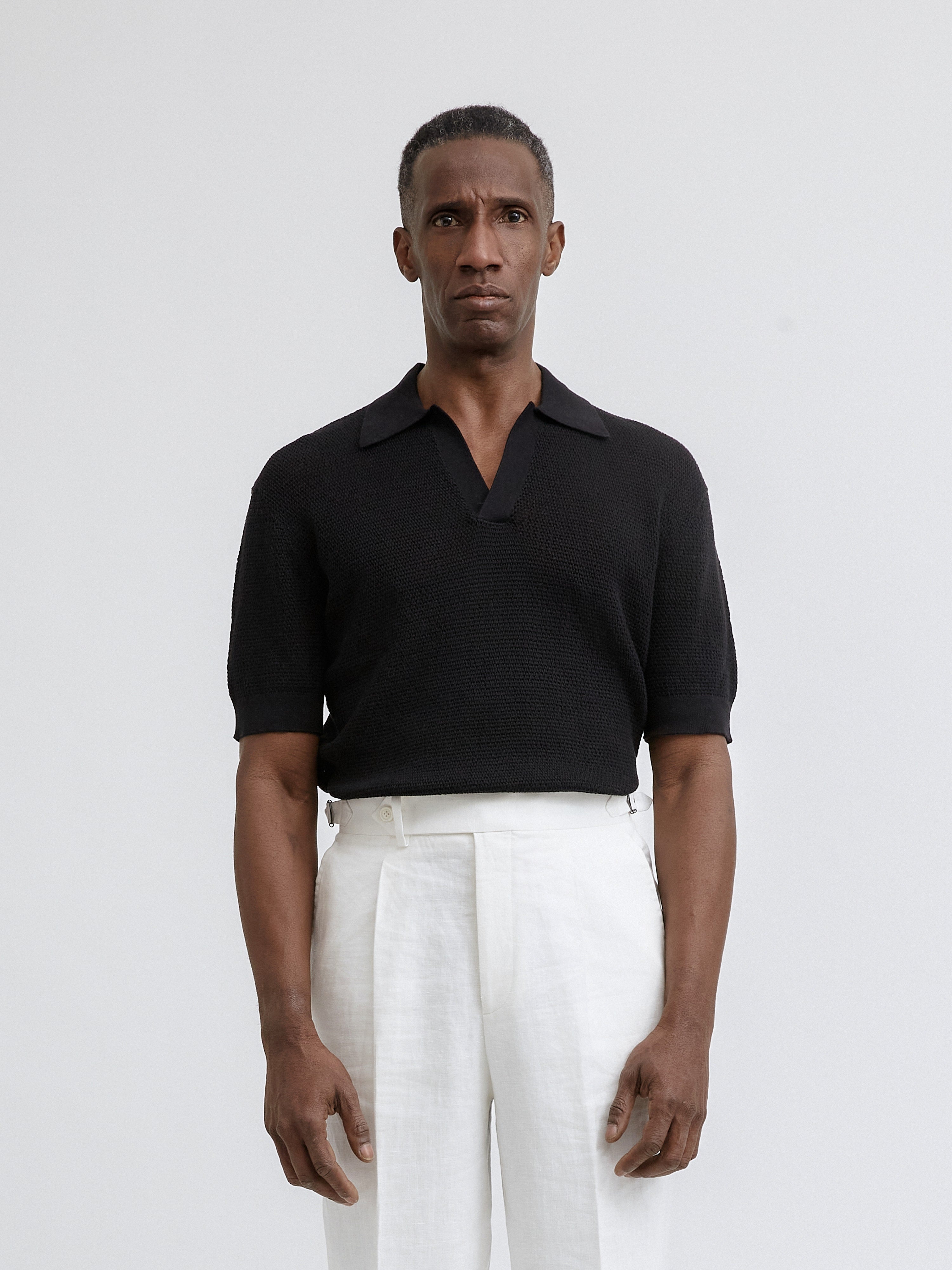 Black Knitted Short Sleeve Jersey - Grand Le Mar