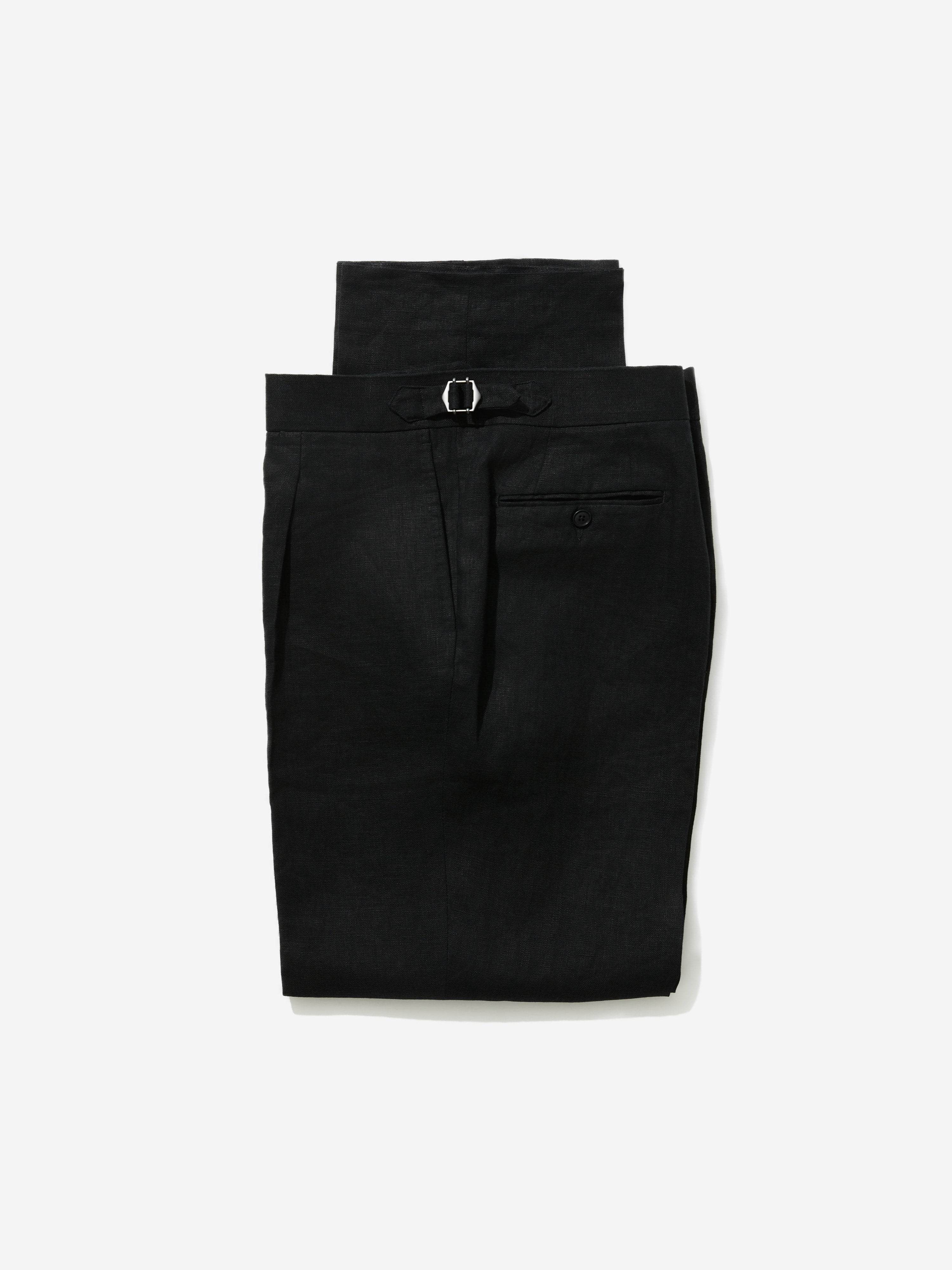Black Linen Oscar Trousers (Wide Fit) - Grand Le Mar