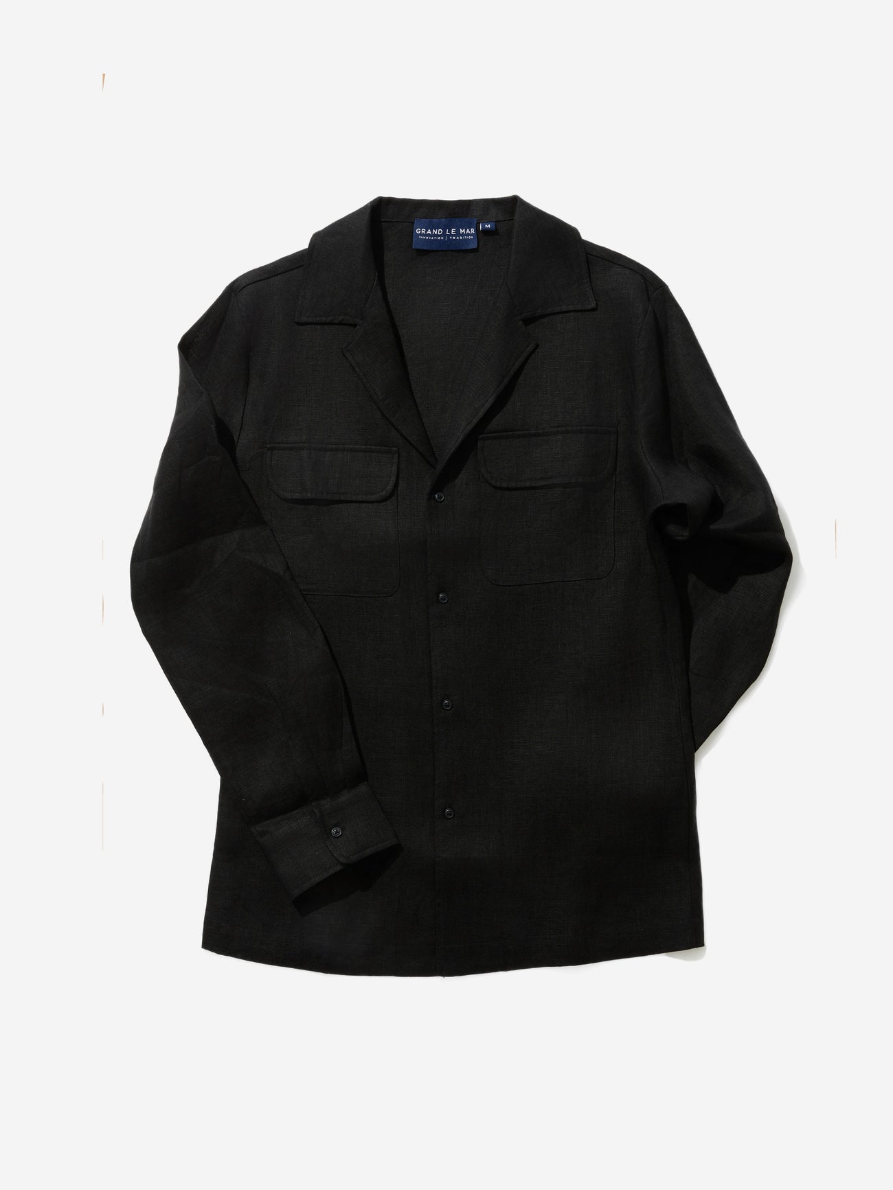 Black Linen Camp Shirt - Grand Le Mar