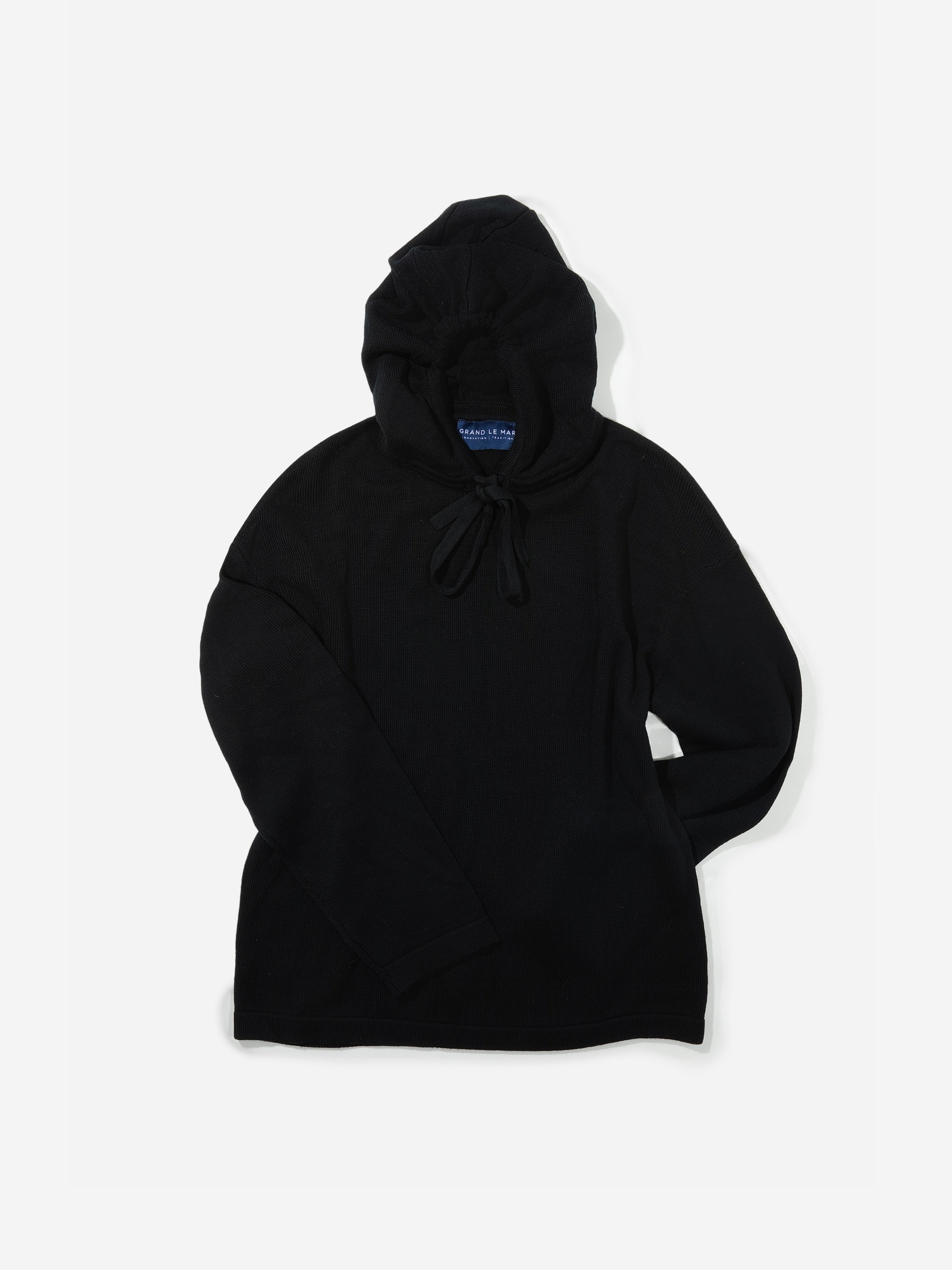 Black Merino Wool Hoodie - Grand Le Mar