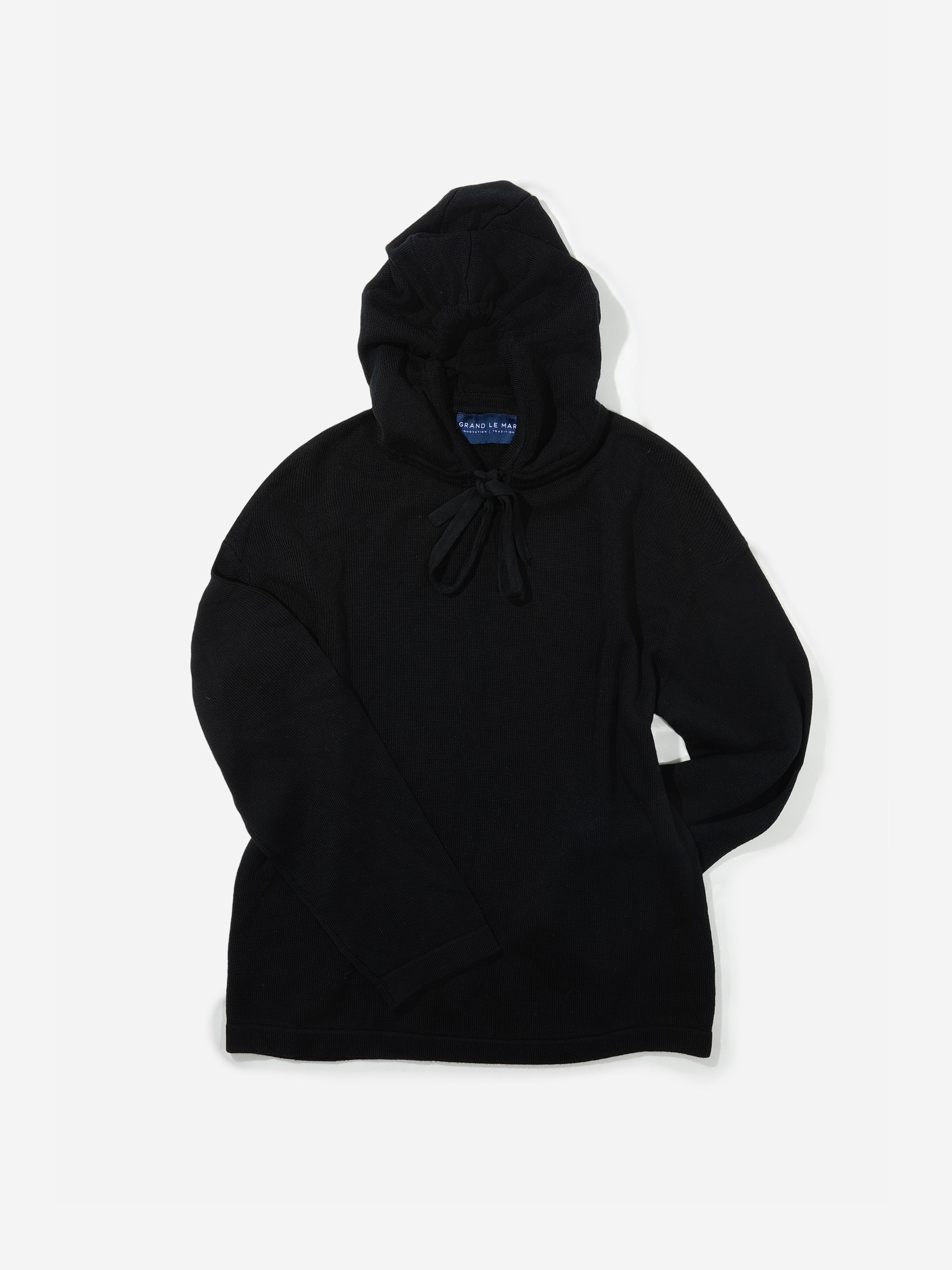Black Merino Wool Hoodie