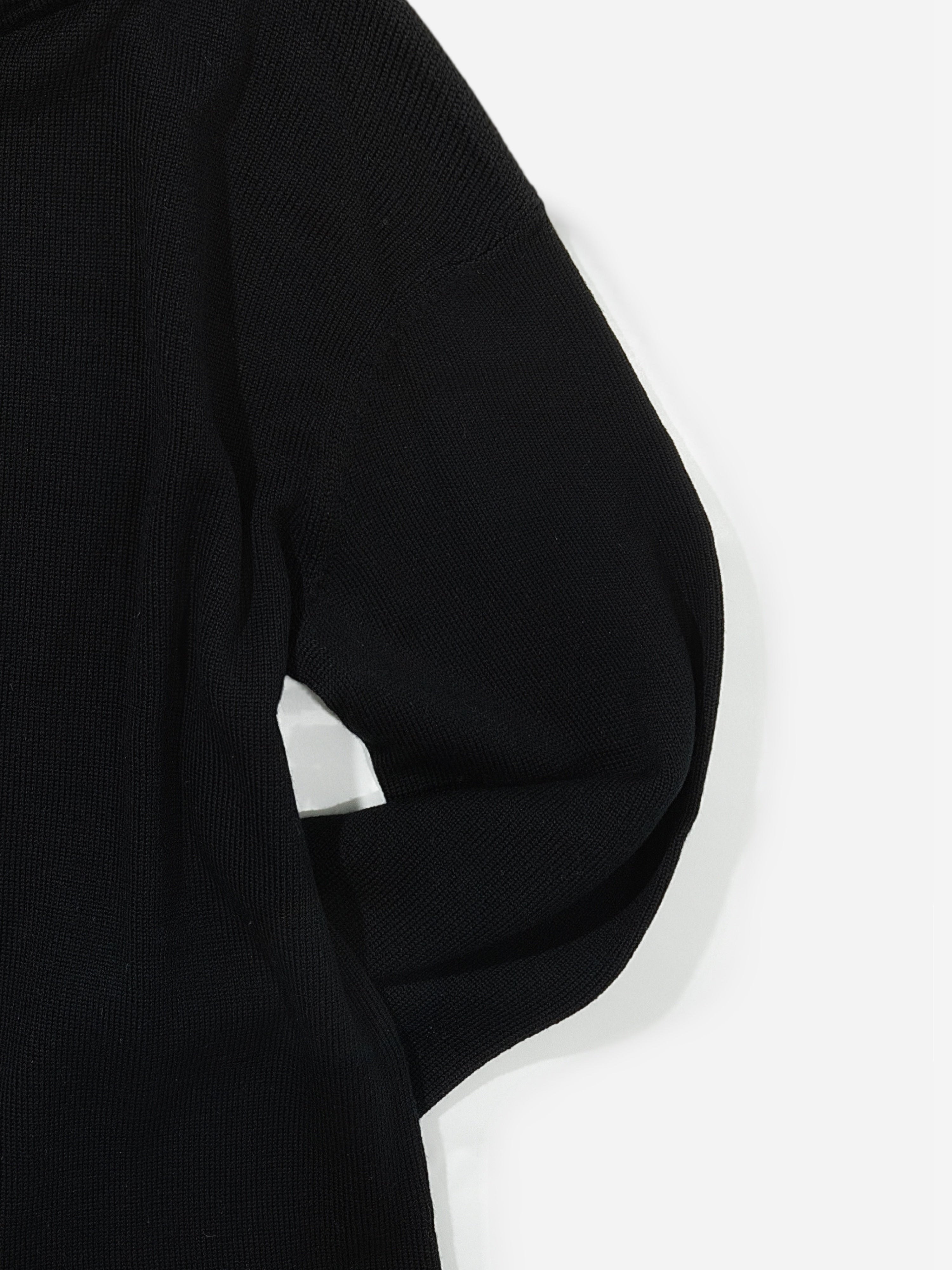 Black Merino Wool Hoodie - Grand Le Mar