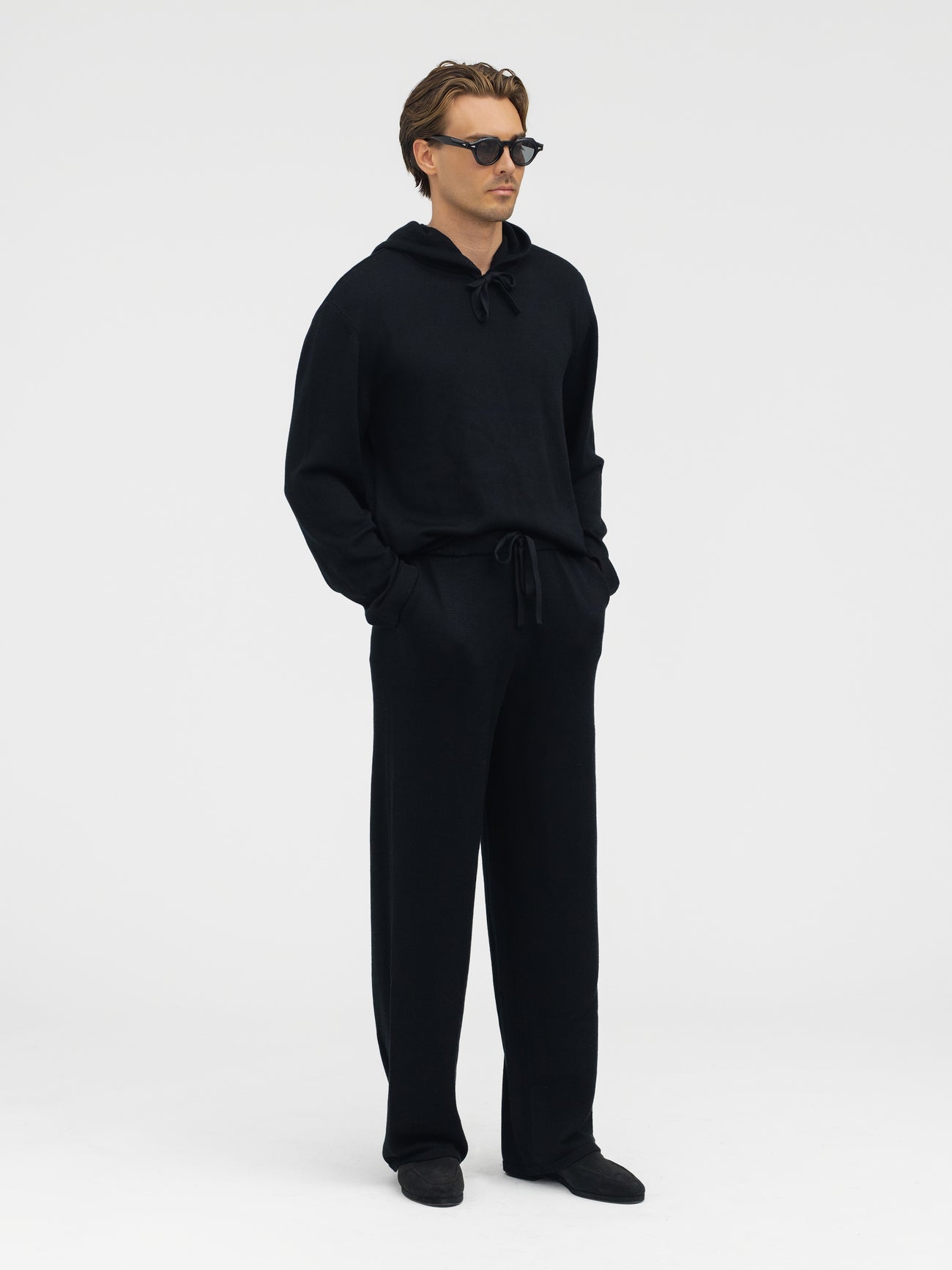 Black Merino Wool Sweatpants - Grand Le Mar