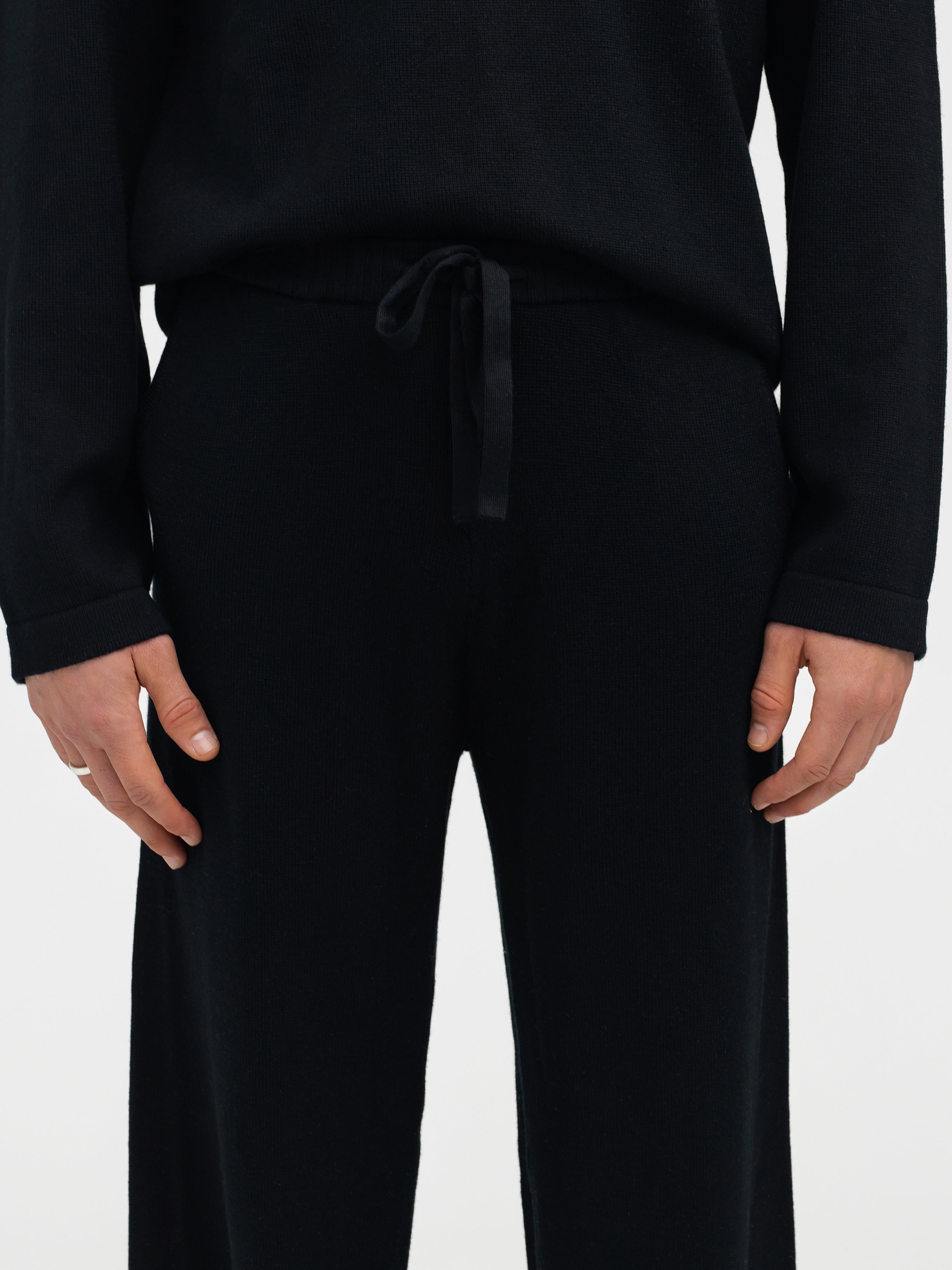 Black Merino Wool Sweatpants - Grand Le Mar