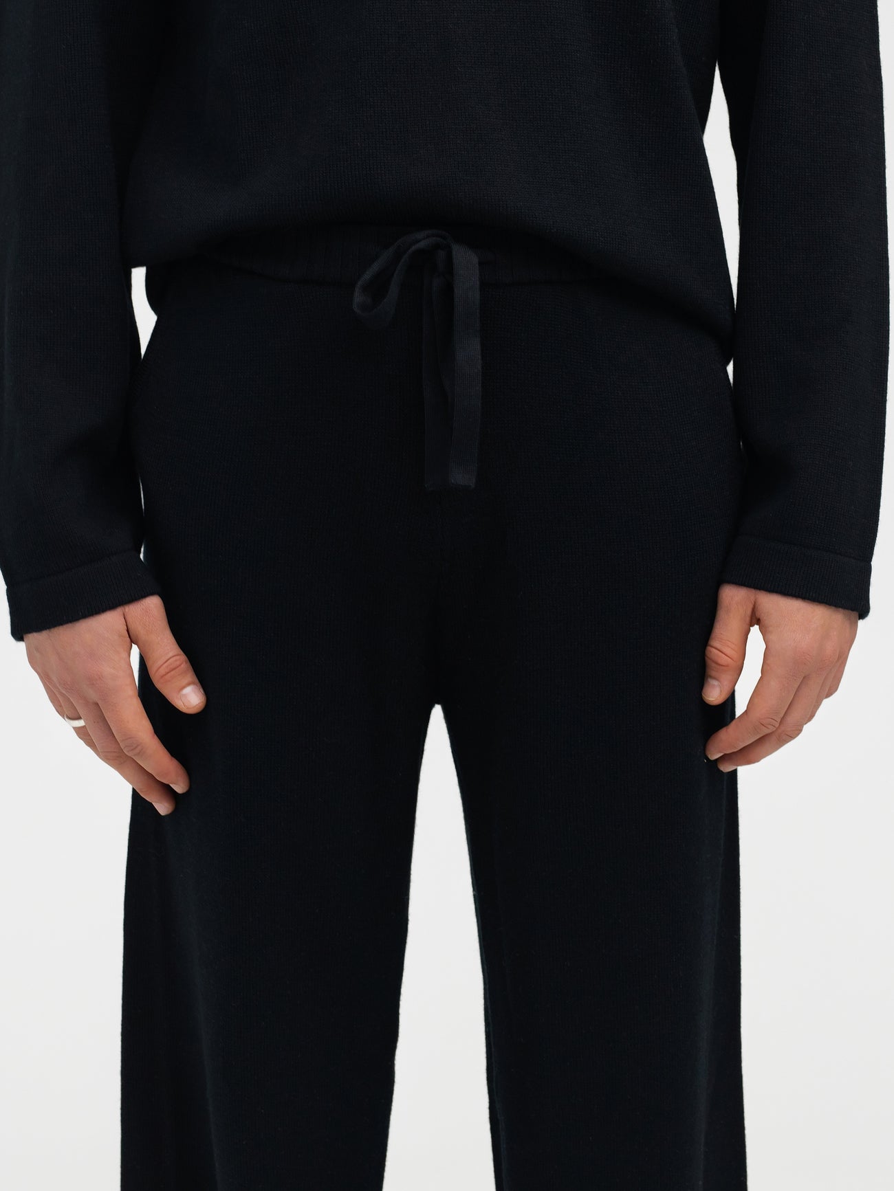 Black Merino Wool Sweatpants - Grand Le Mar