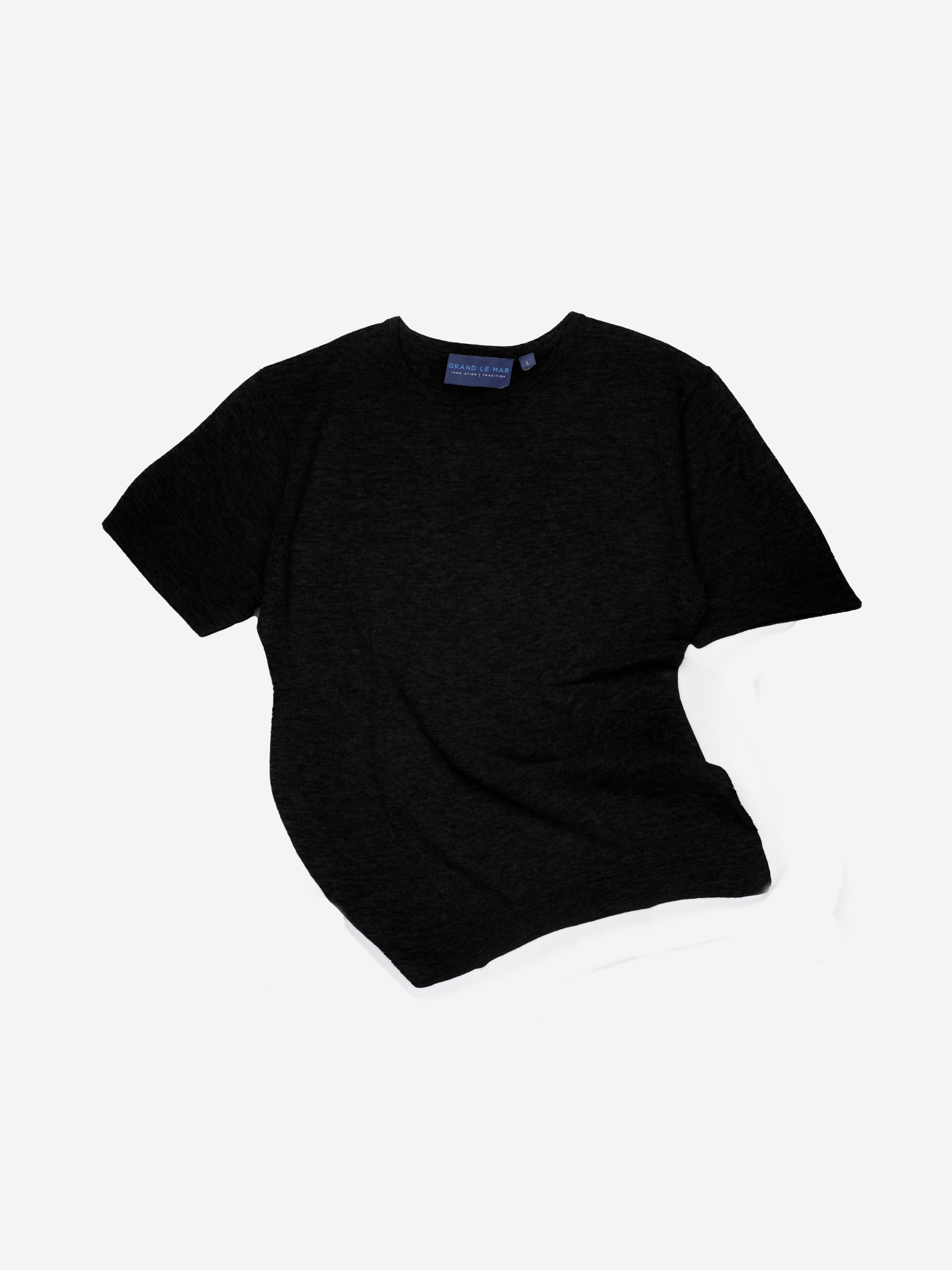 Black Merino Wool Cashmere T-shirt - Grand Le Mar