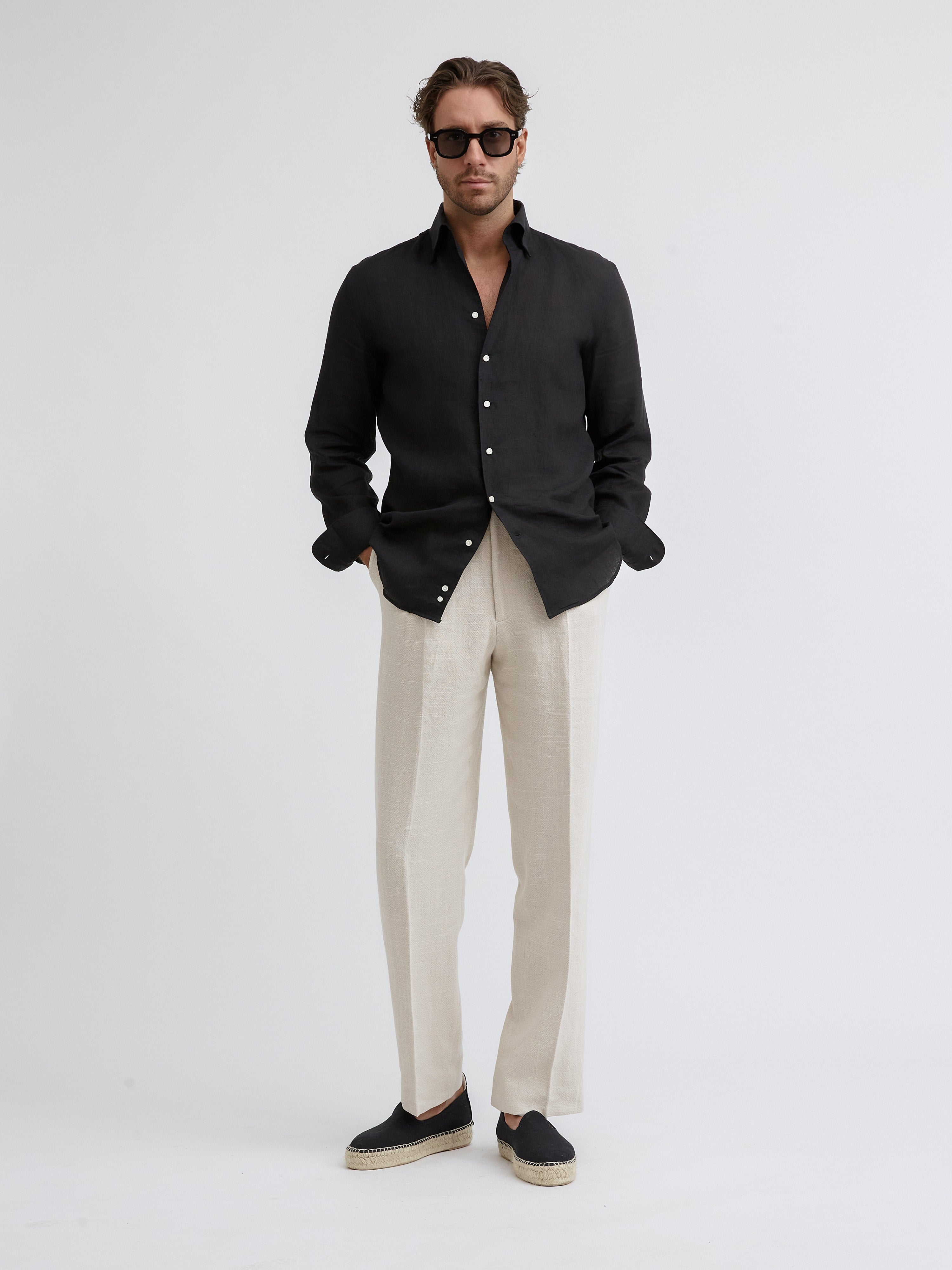 Black One Piece Linen Shirt - Grand Le Mar