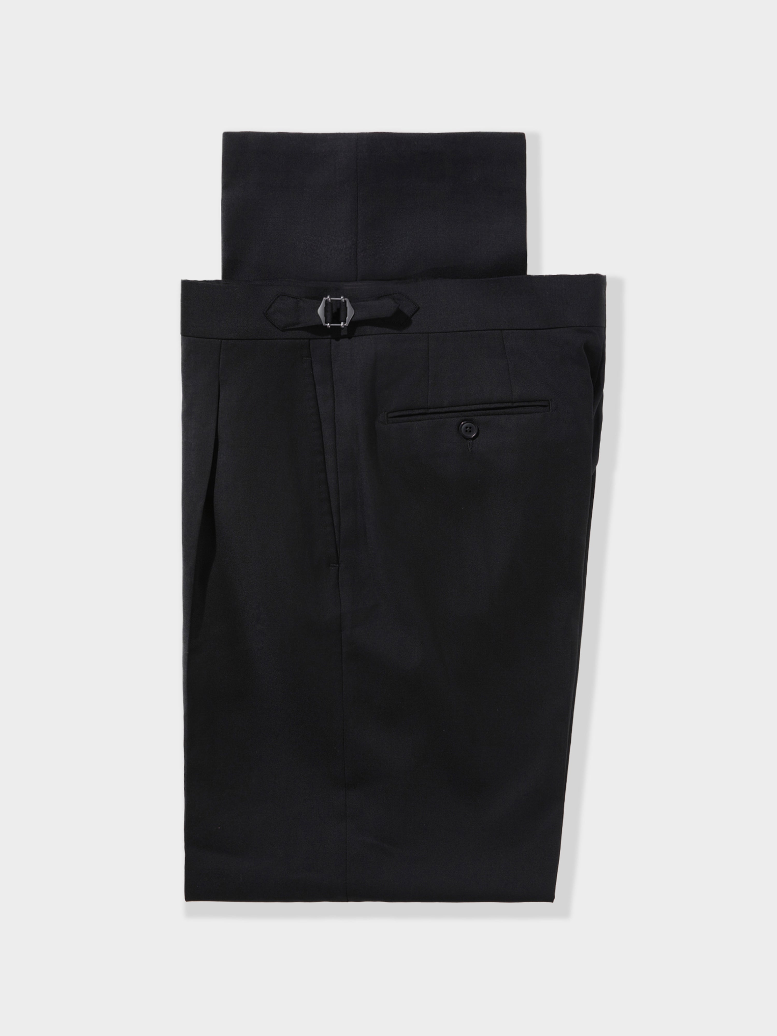 Black Wool Trousers (Wide Fit)