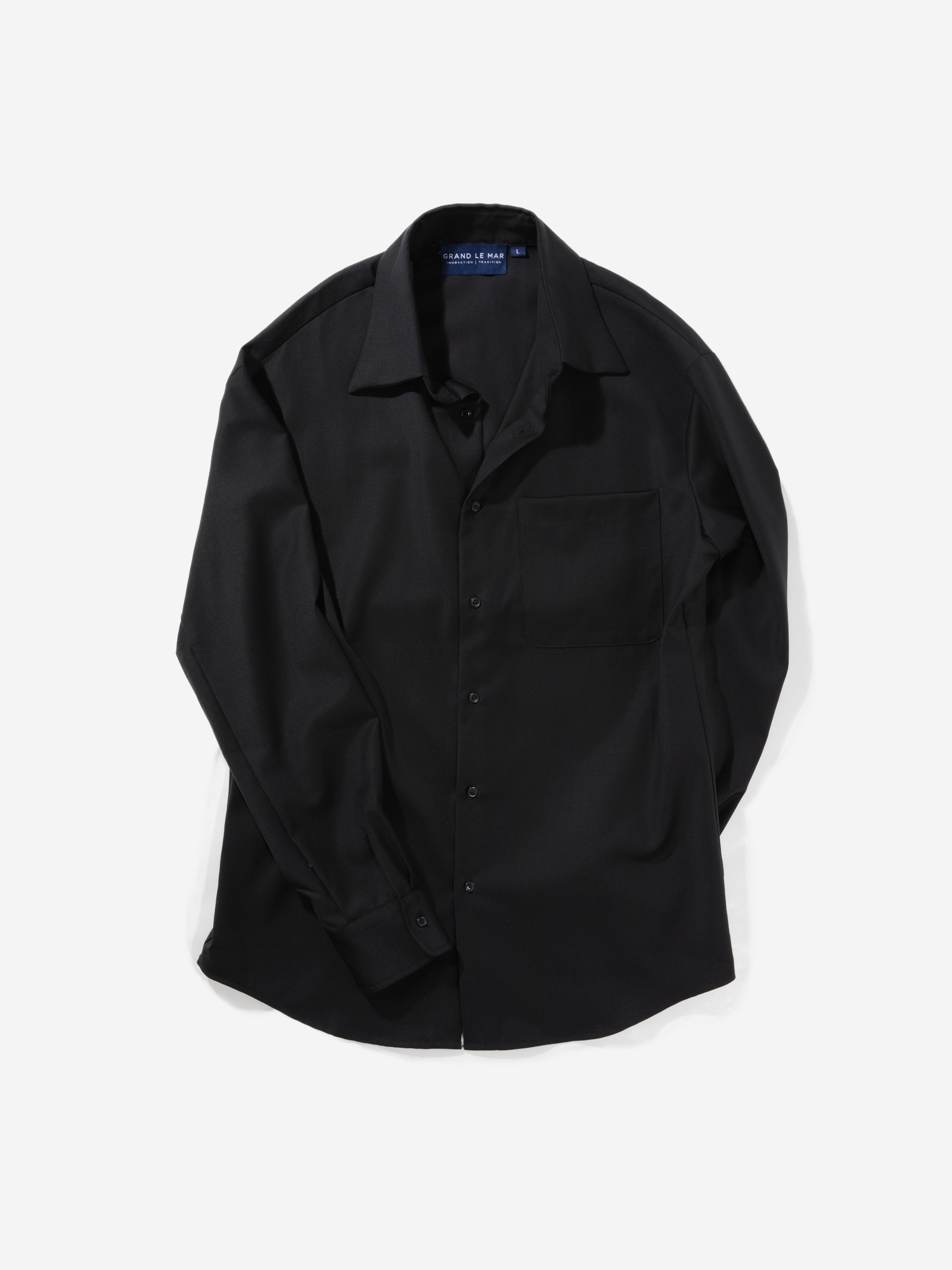 Black S130 Wool Shirt - Grand Le Mar