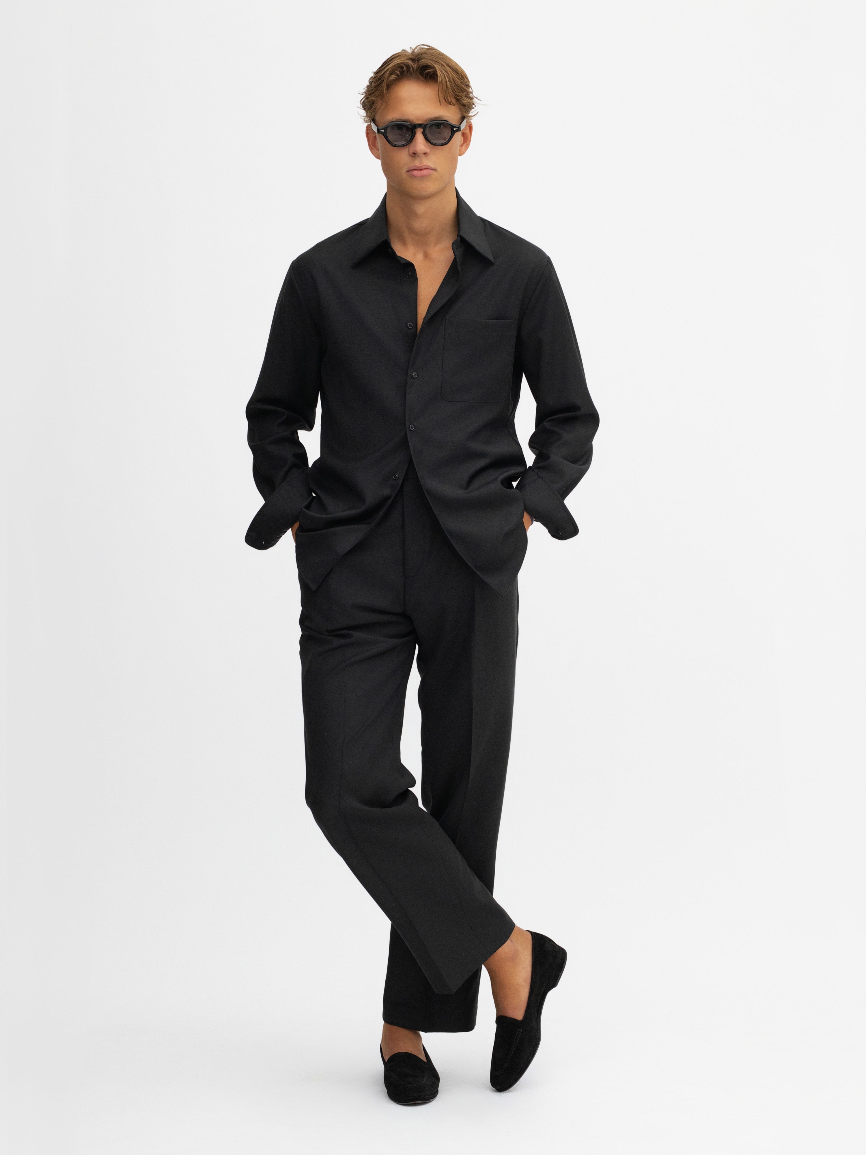 Black S130 Wool Shirt - Grand Le Mar