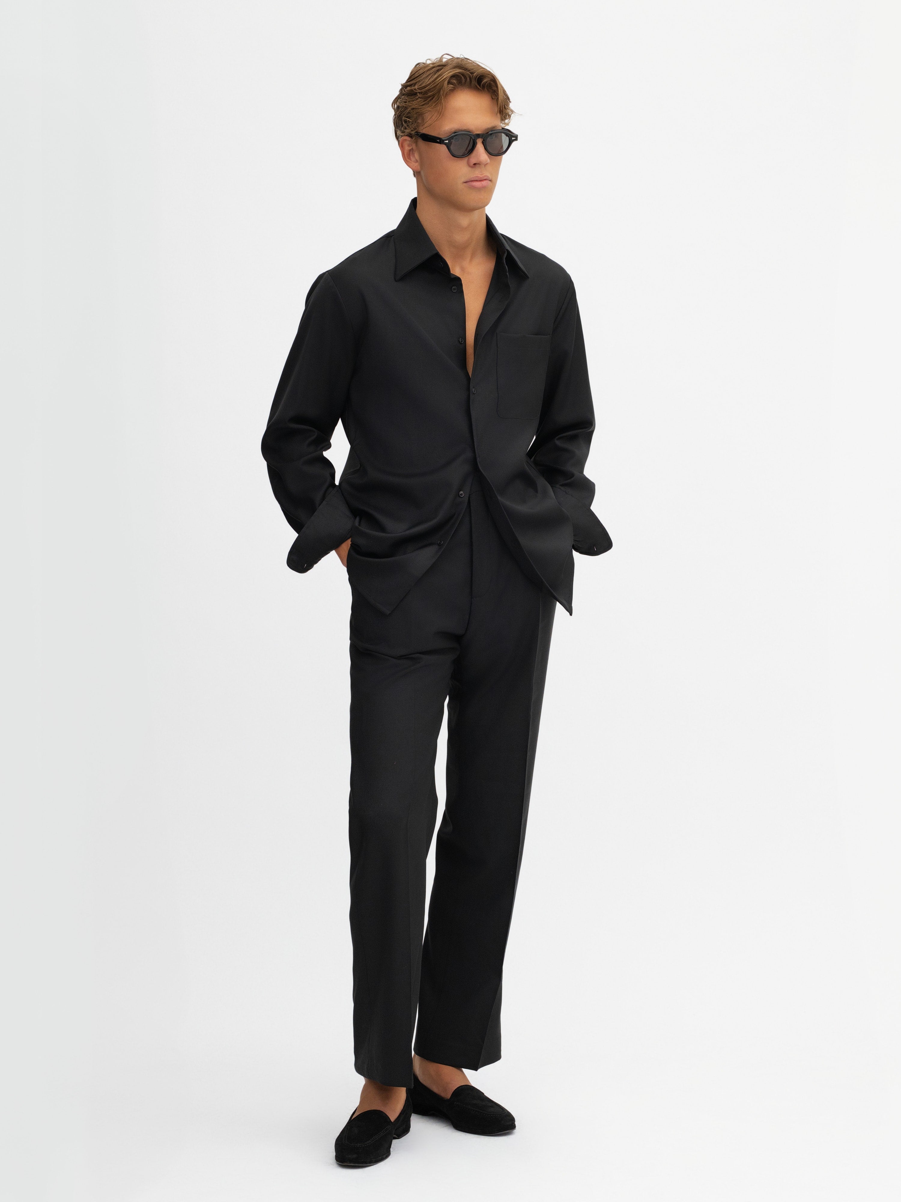 Black S130 Wool Shirt - Grand Le Mar