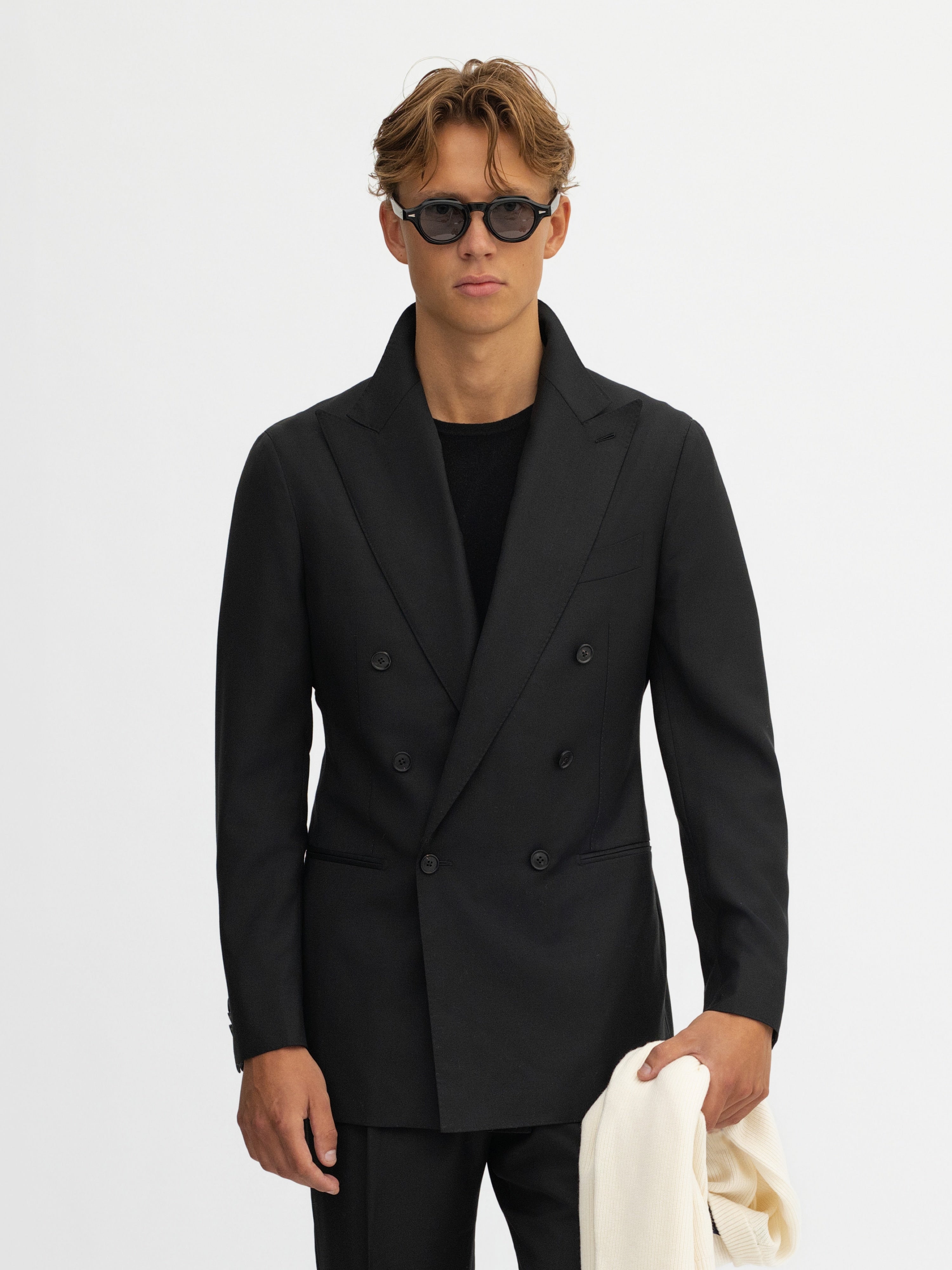 Black S130 Wool Suit - Grand Le Mar