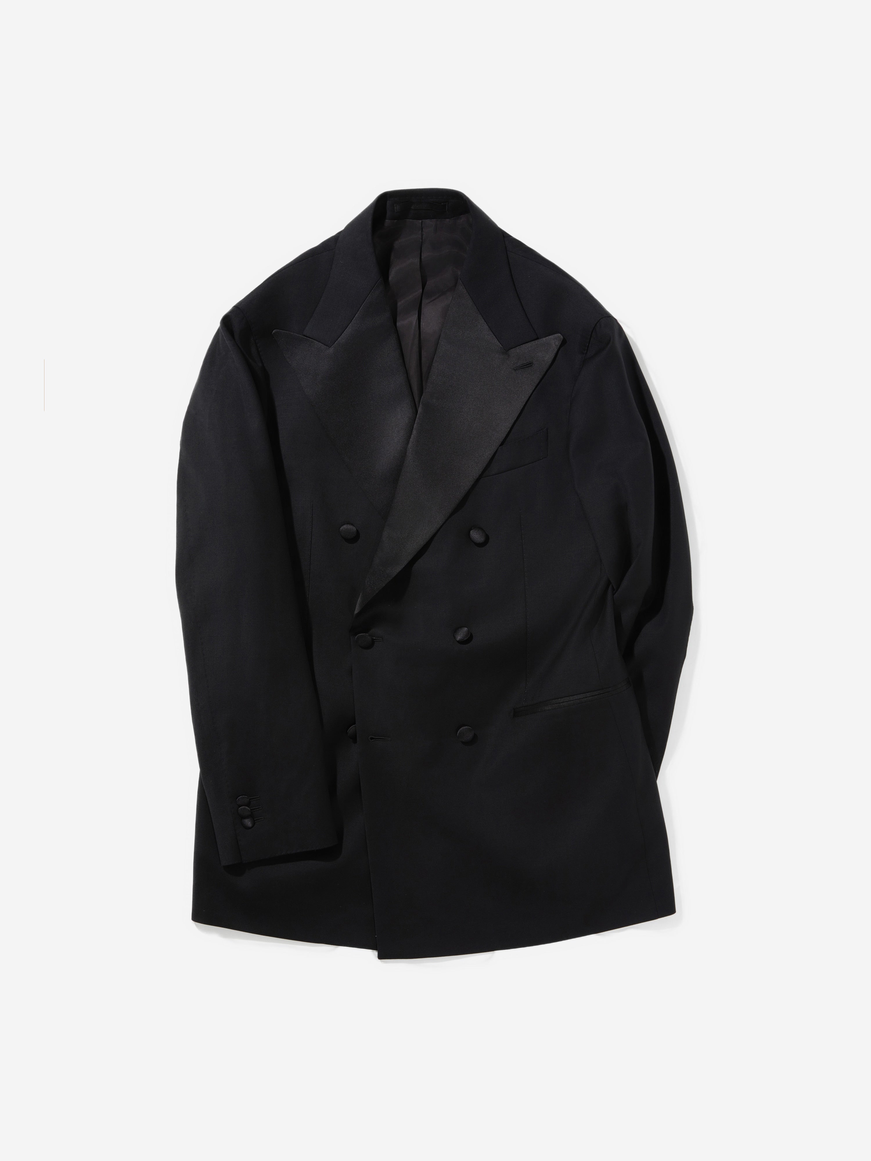 Black S130 Wool Tuxedo Jacket (DB) - Grand Le Mar