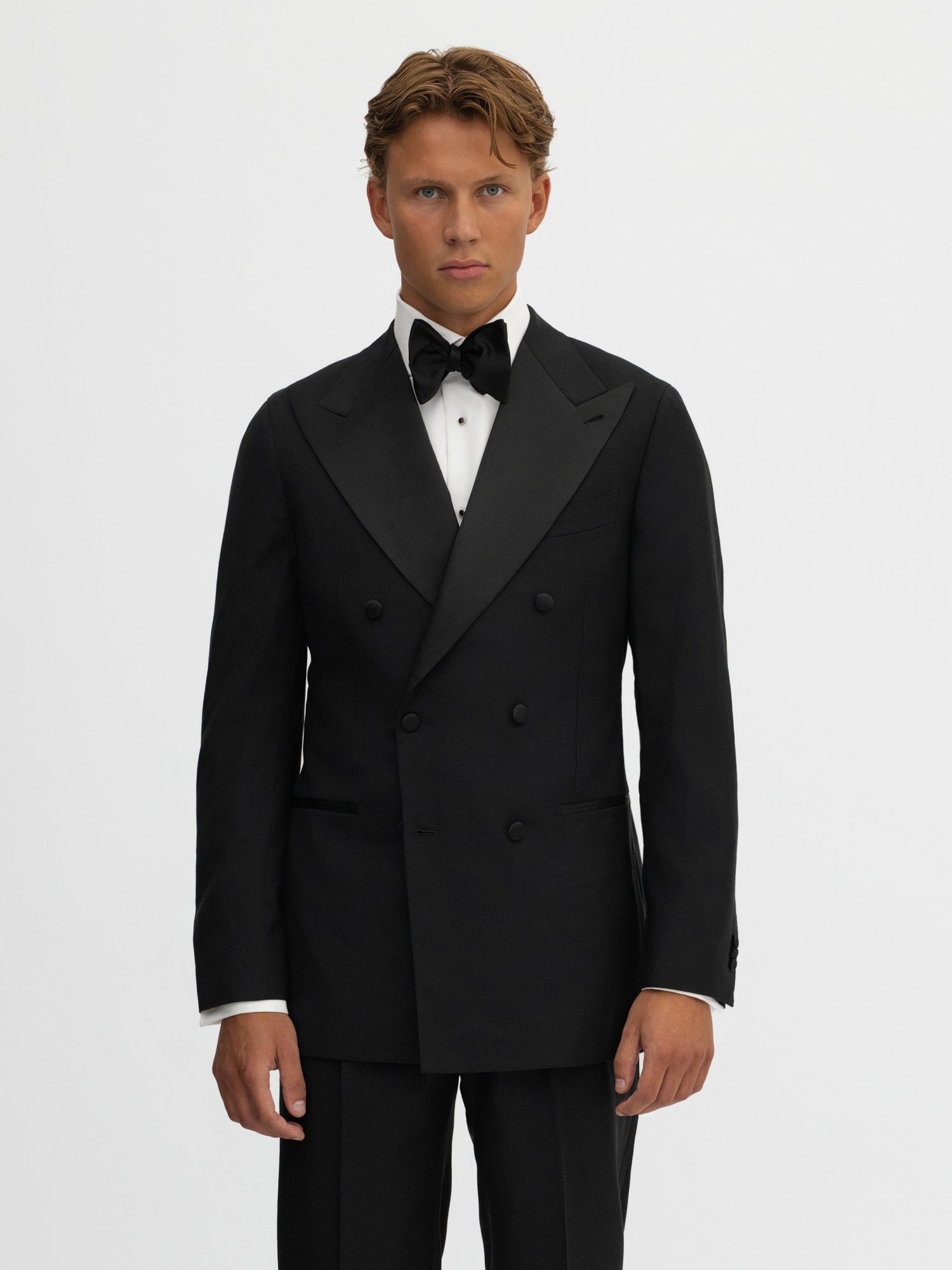 Black S130 Wool Tuxedo Jacket (DB) - Grand Le Mar