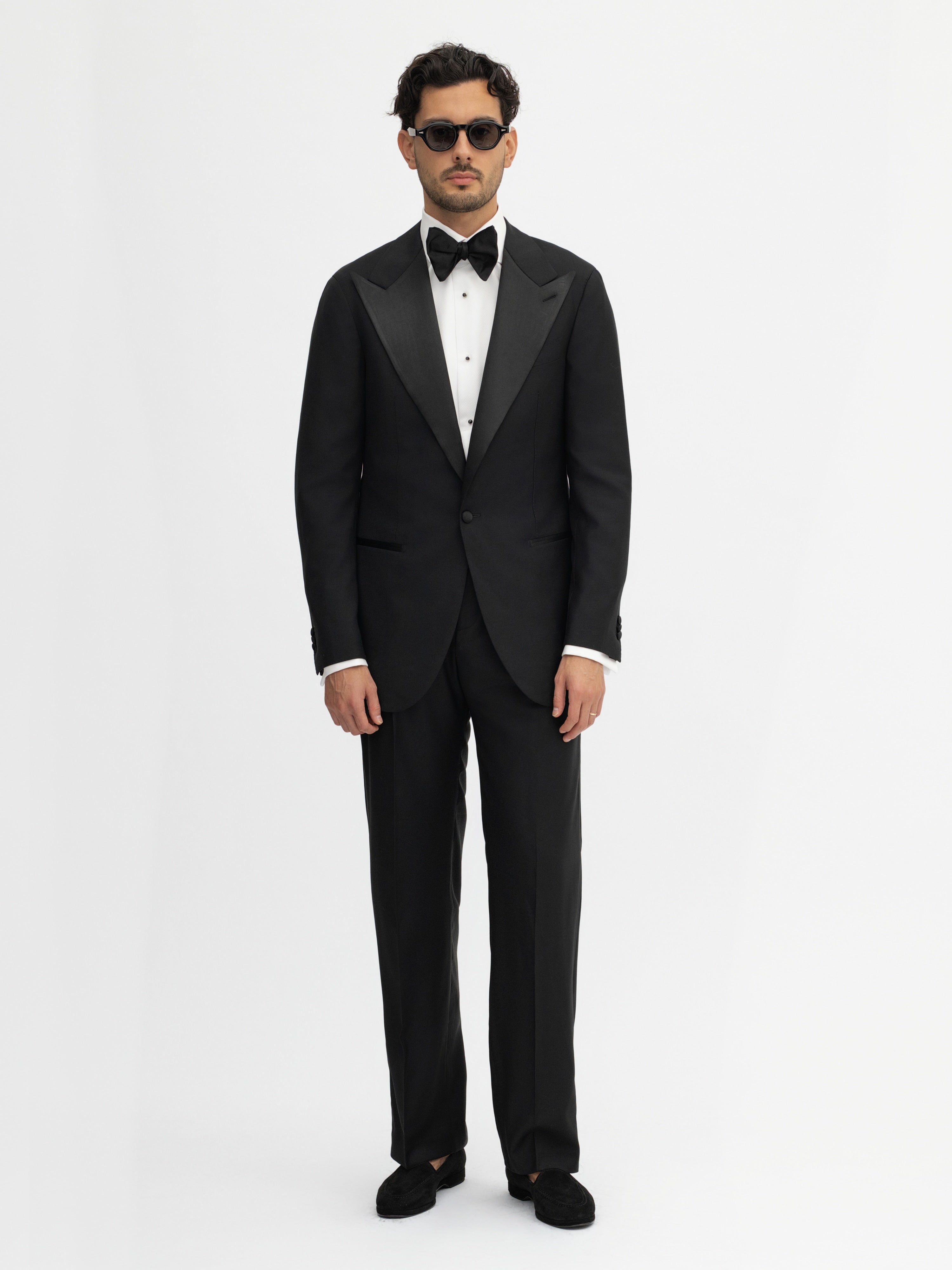 Black S130 Wool Tuxedo Jacket (SB) - Grand Le Mar