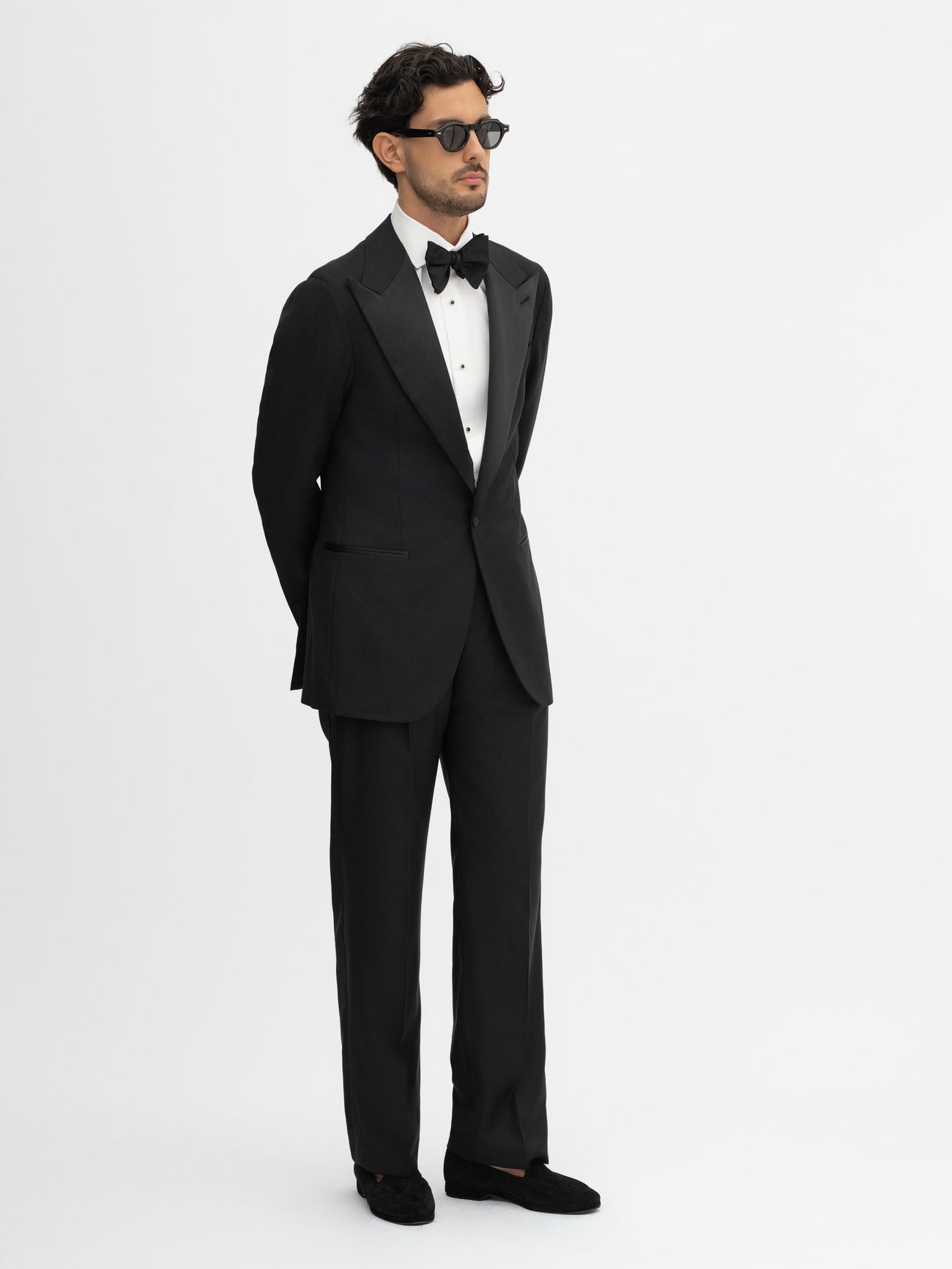 Black S130 Wool Tuxedo Jacket (SB) - Grand Le Mar