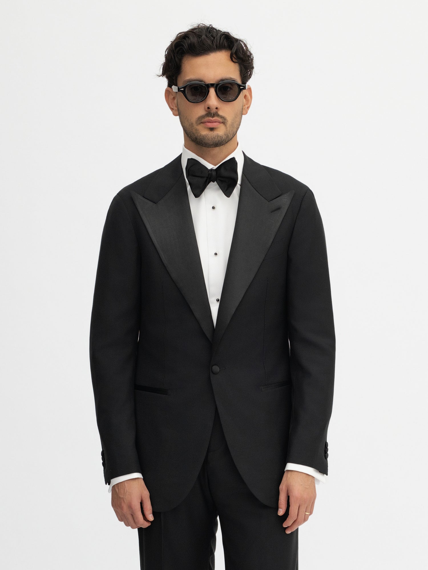 Black S130 Wool Tuxedo Jacket (SB) - Grand Le Mar