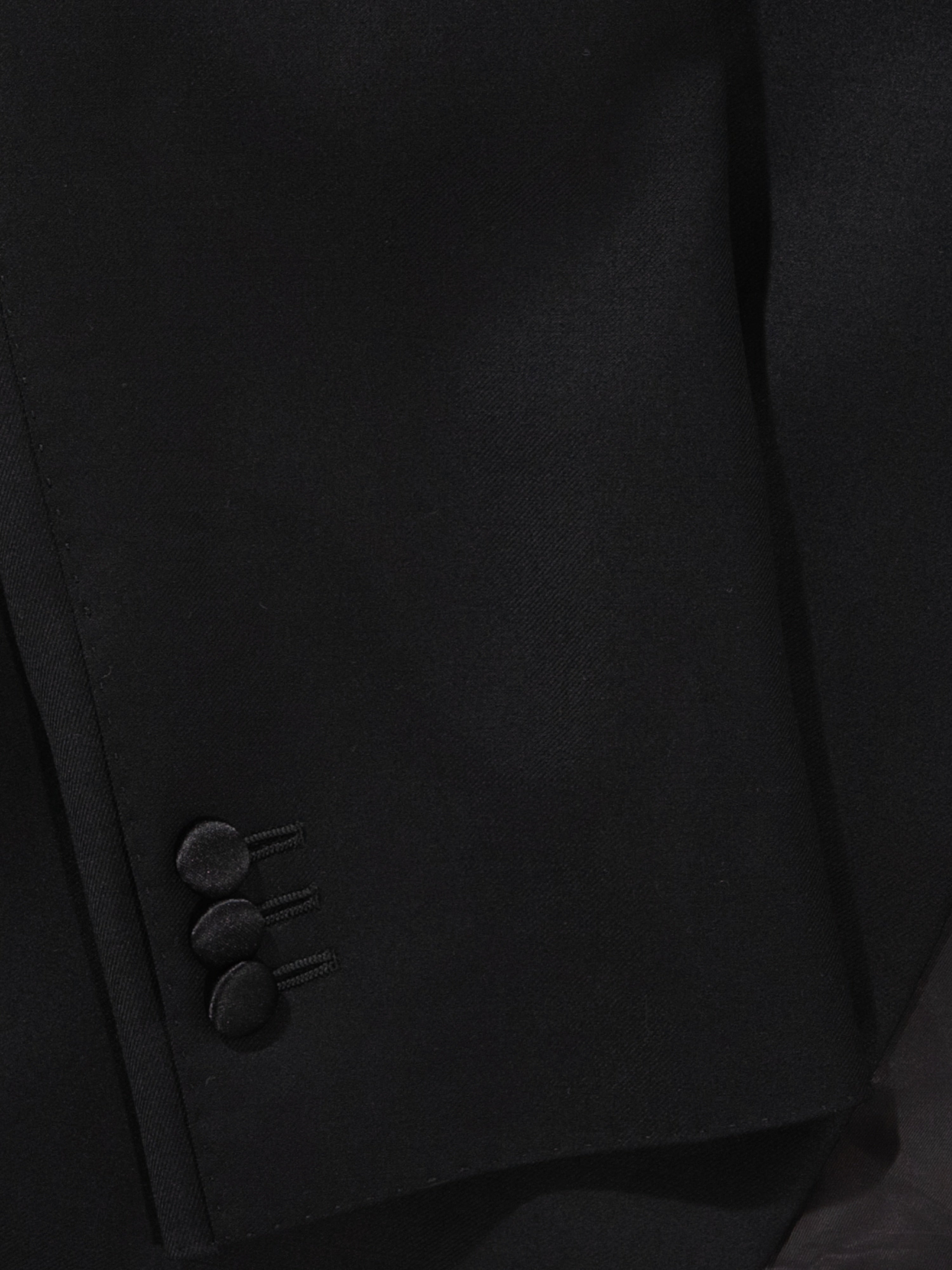 Black S130 Wool Tuxedo Jacket - Grand Le Mar