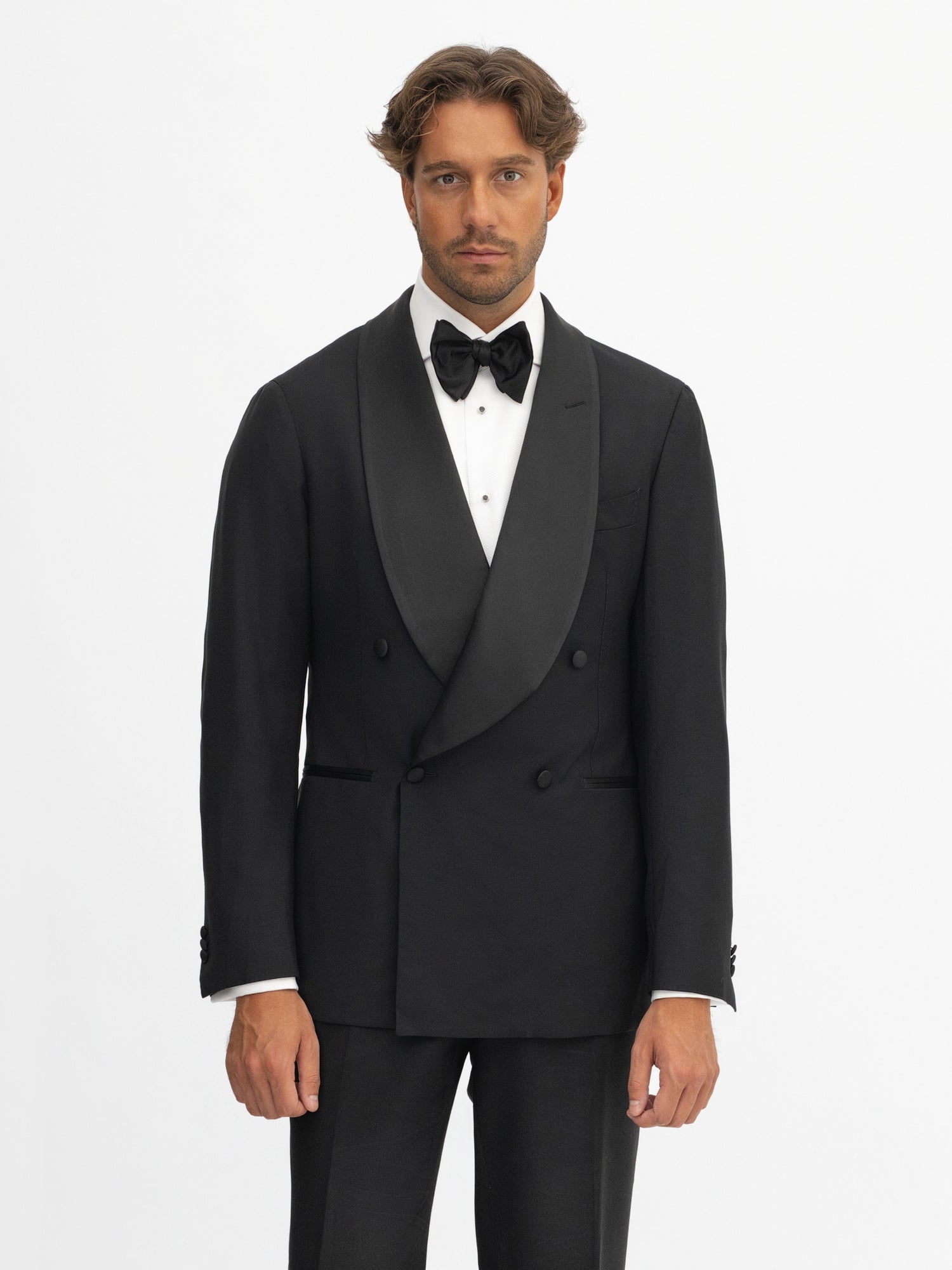 Black S130 Wool Tuxedo Jacket - Grand Le Mar