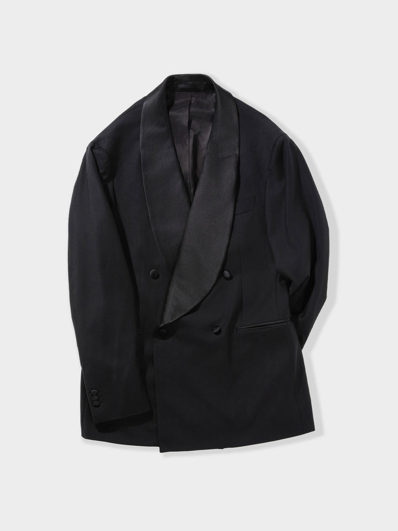 Black Wool Tuxedo Jacket (DB Shawl) - Grand Le Mar