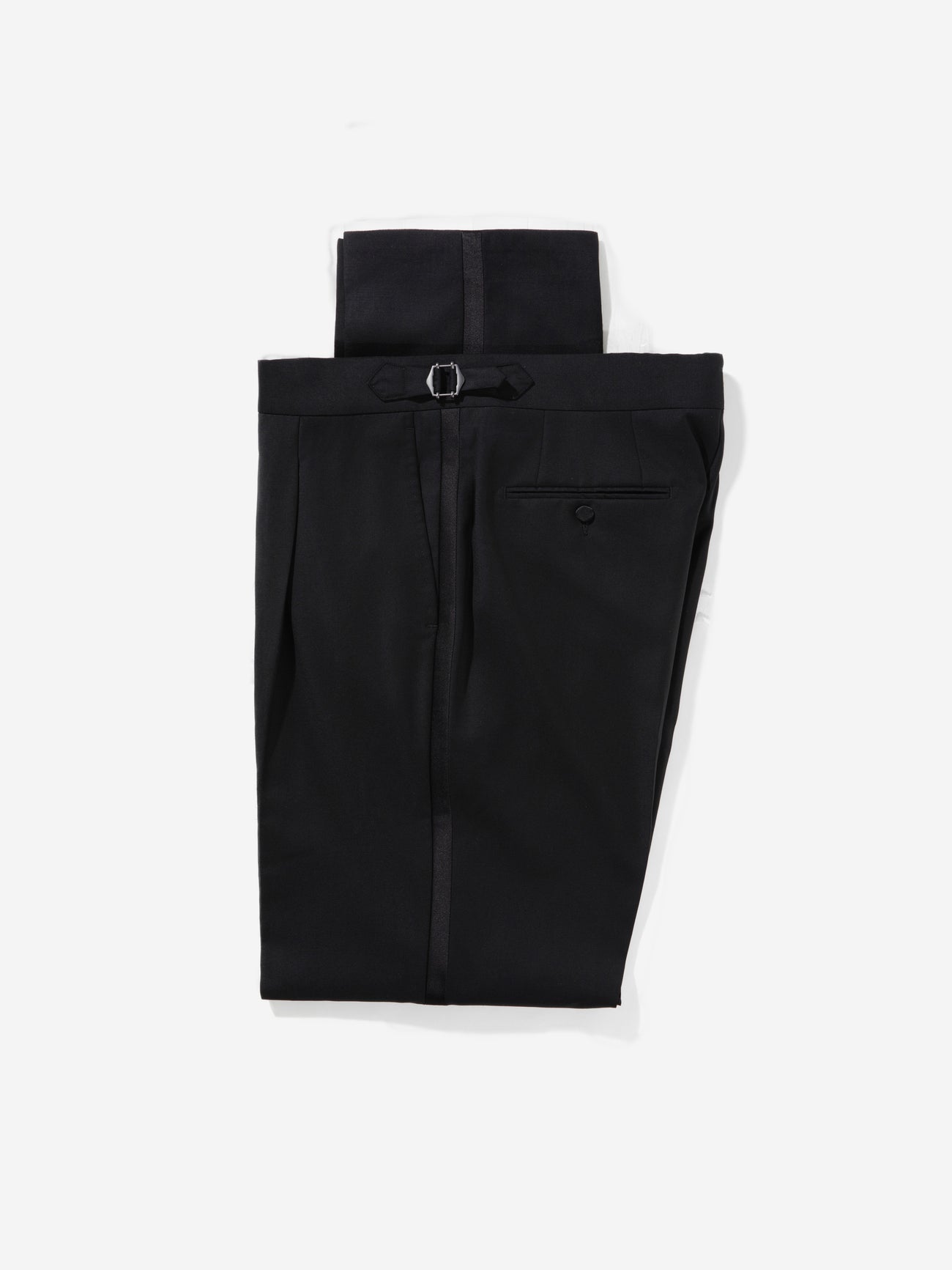 Black S130 Wool Tuxedo Trousers (Tailored Fit) - Grand Le Mar