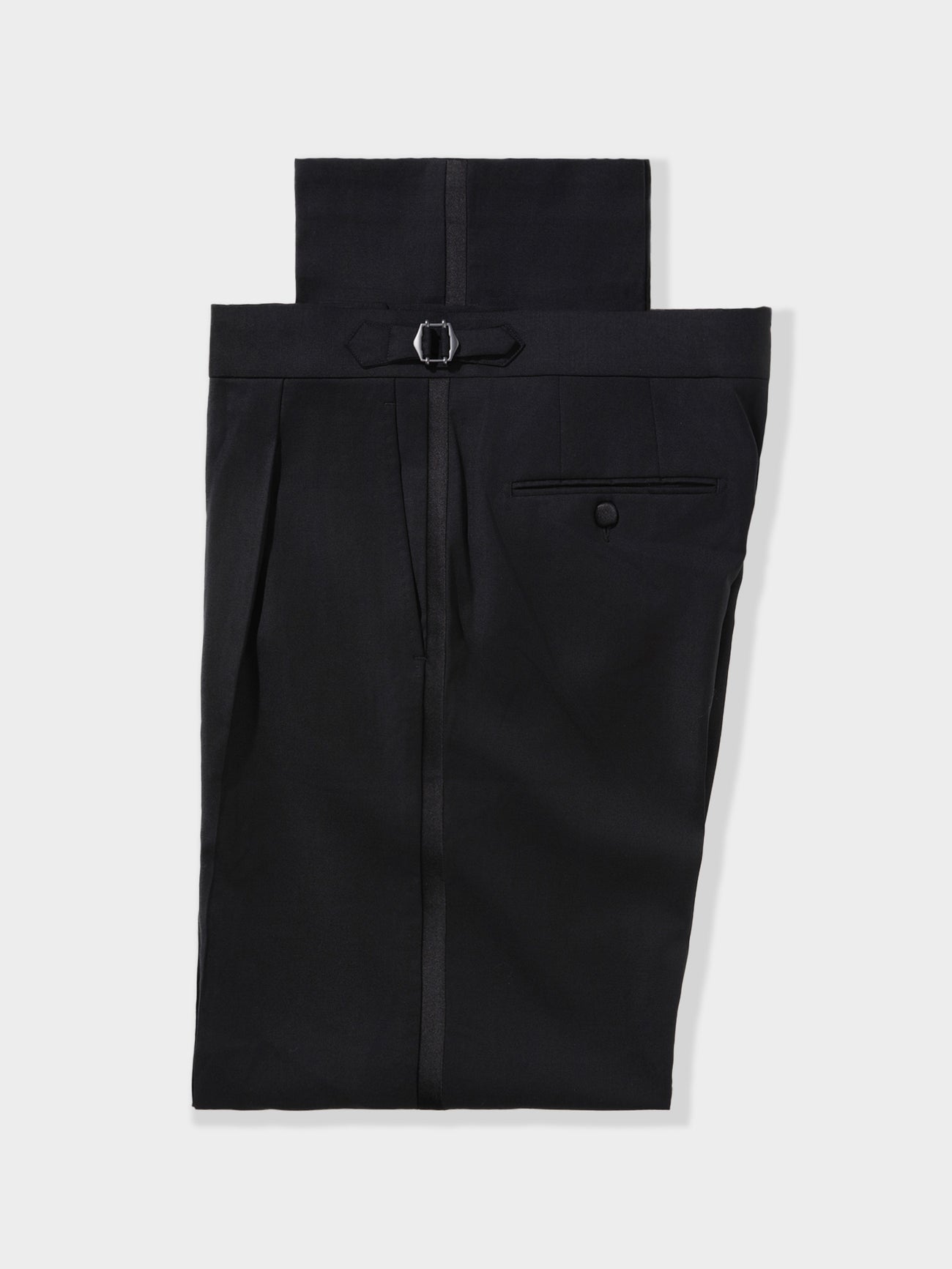Black Wool Tuxedo Trousers (Wide Fit) - Grand Le Mar
