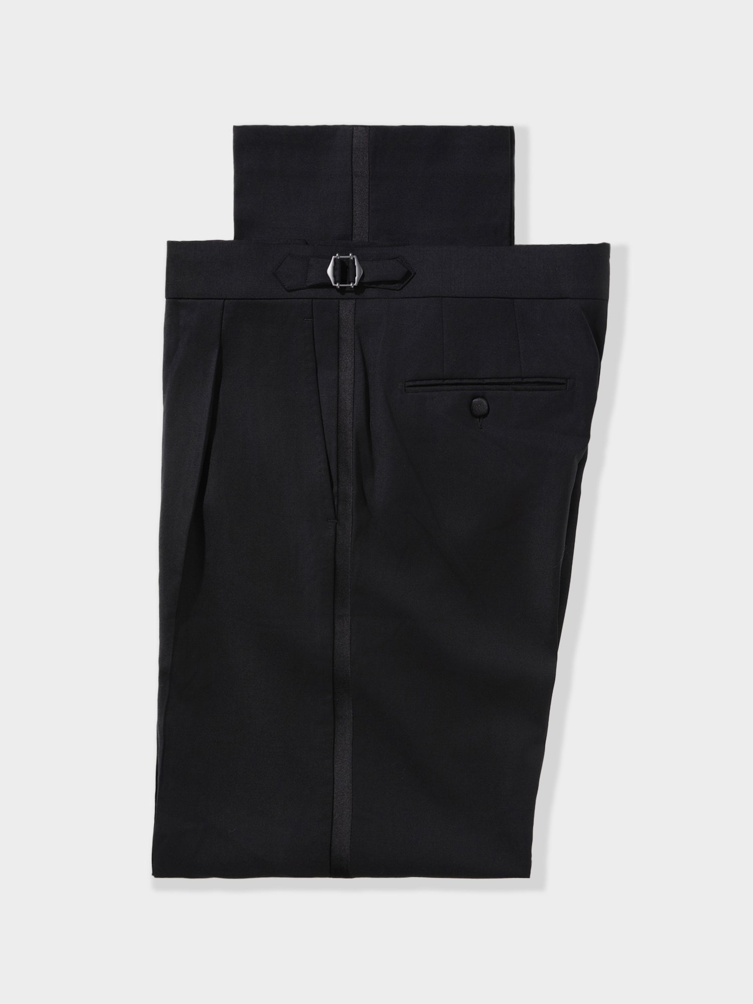 Black Wool Tuxedo Trousers (Wide Fit) - Grand Le Mar