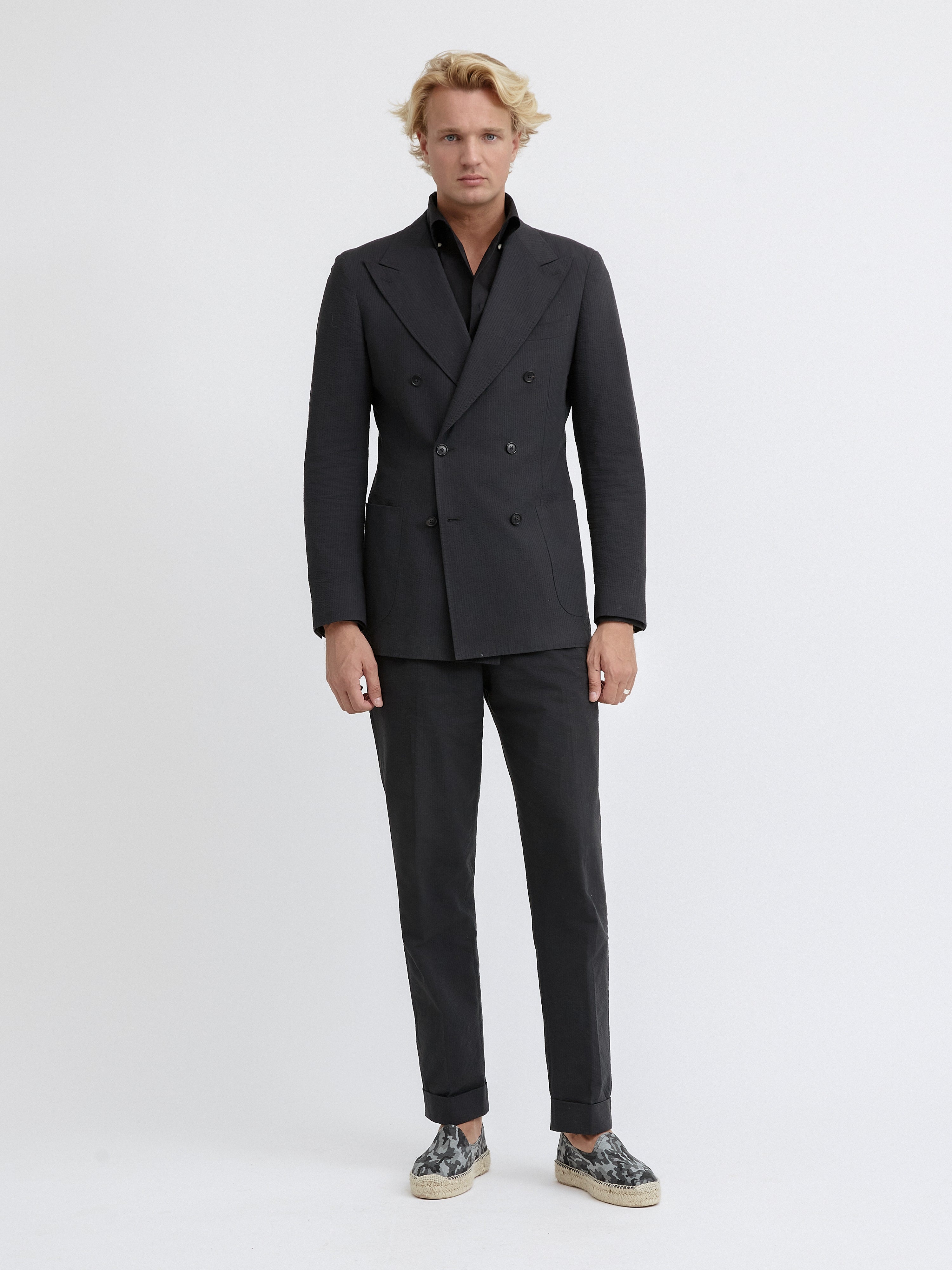 Black Seersucker Suit - Grand Le Mar