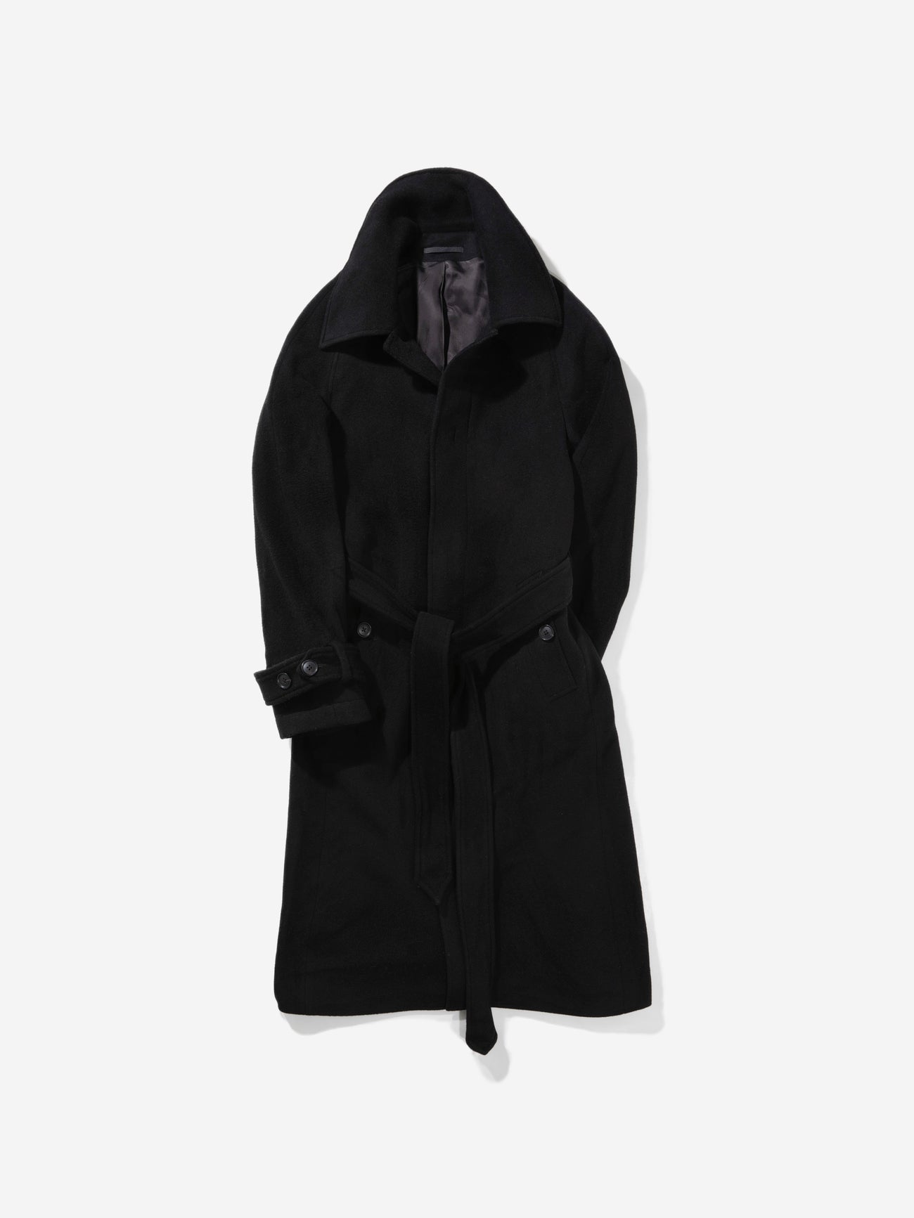 Black Virgin Wool Raglan Coat - Grand Le Mar