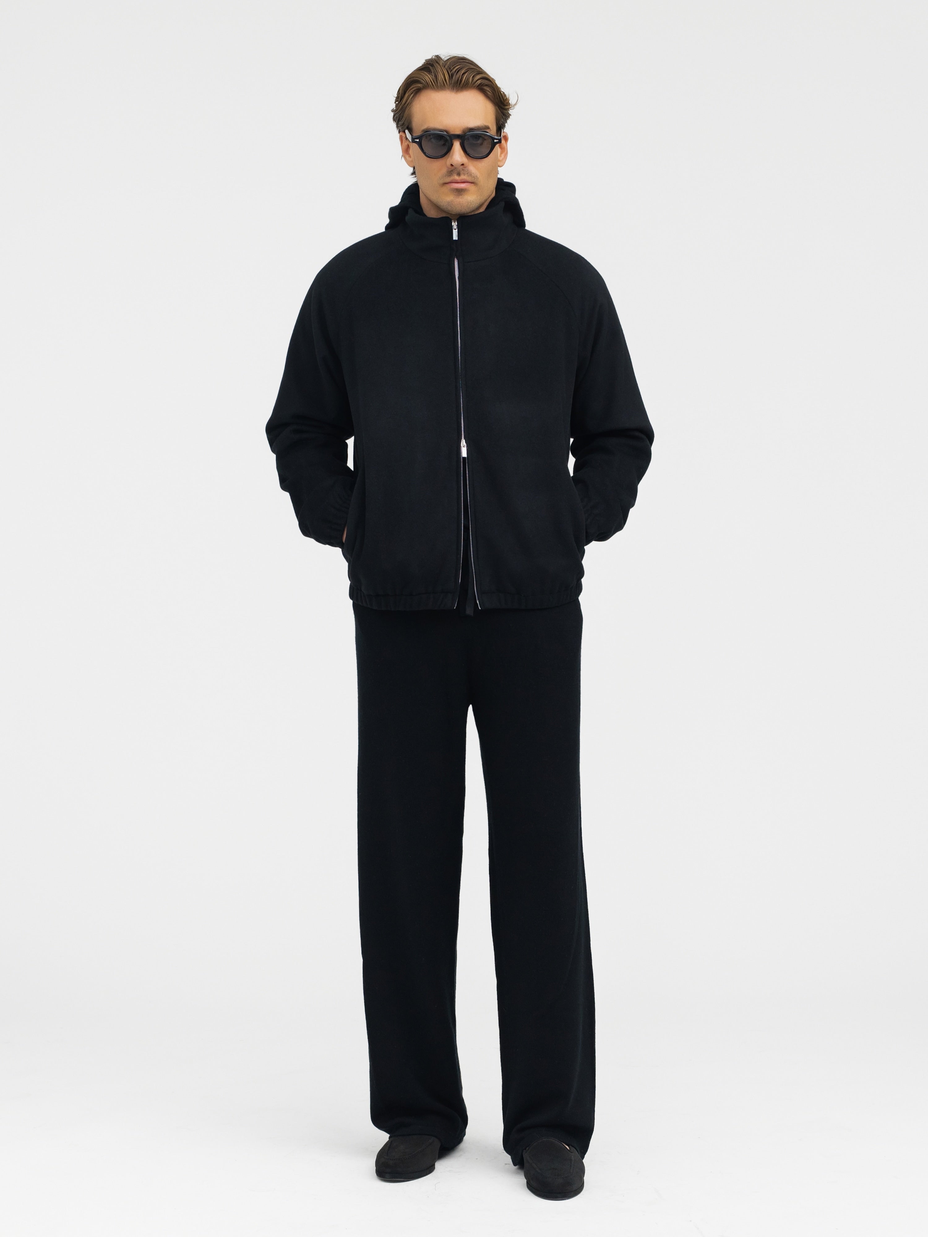 Black Wool Cashmere Bomber Jacket - Grand Le Mar