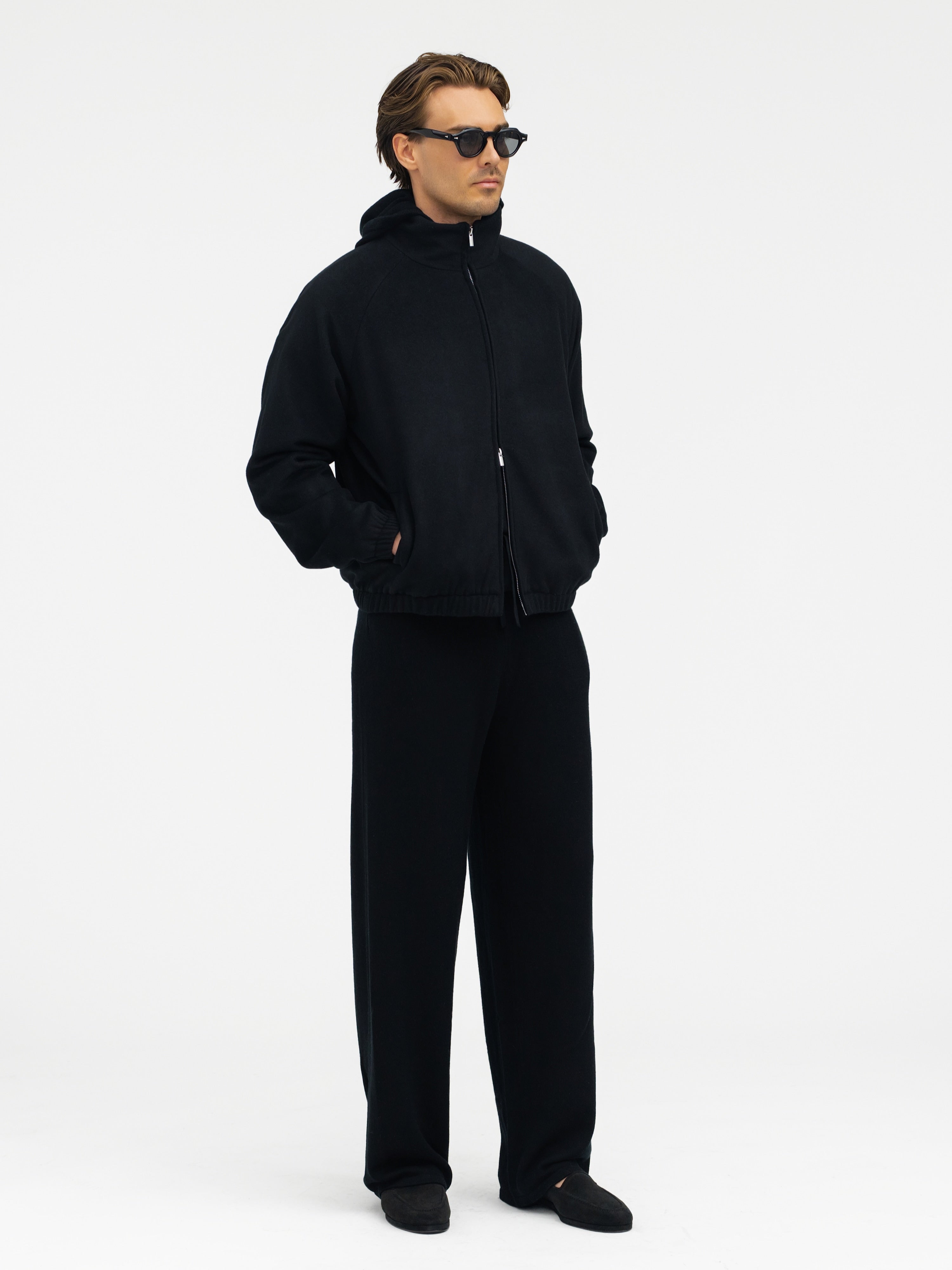 Black Wool Cashmere Bomber Jacket - Grand Le Mar