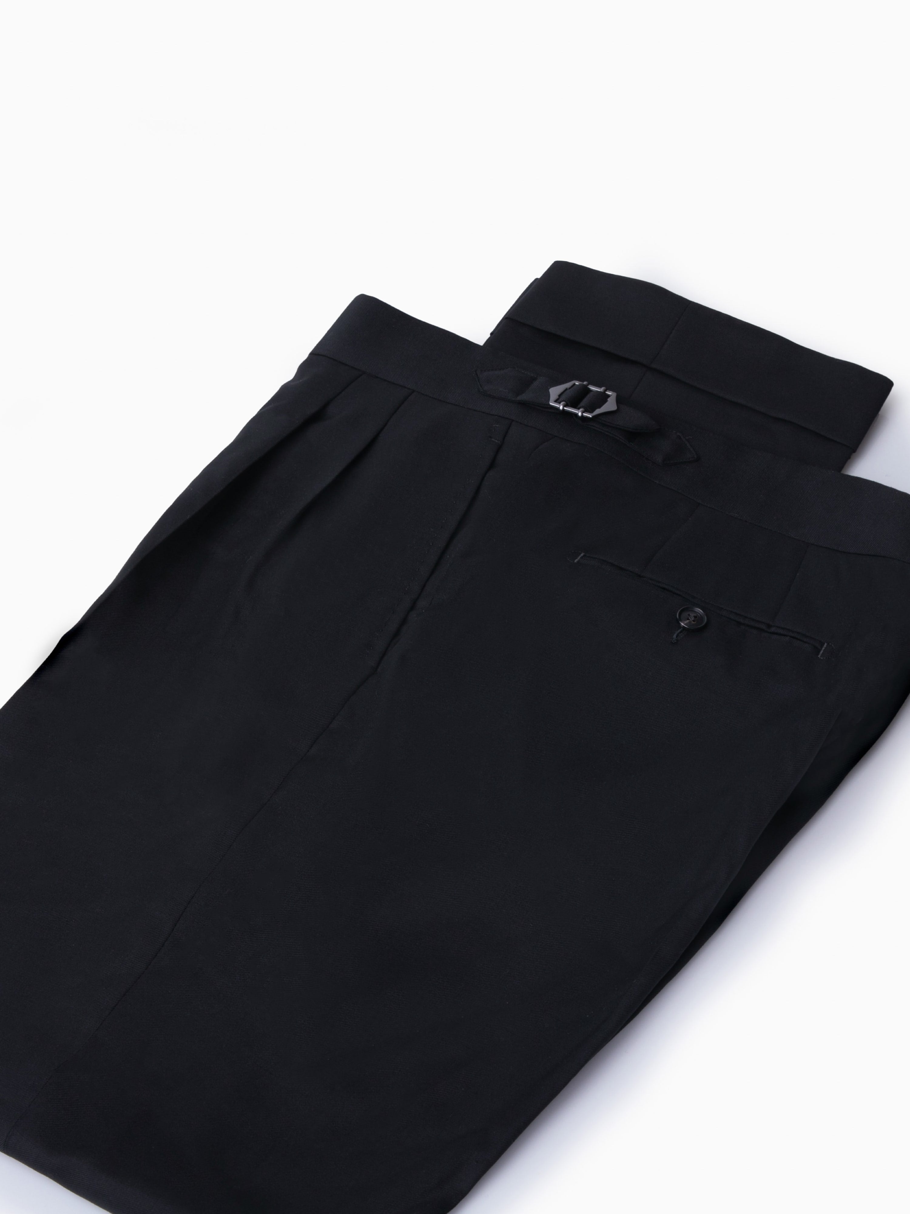 Black Wool S130 Gurkha Trousers - Grand Le Mar