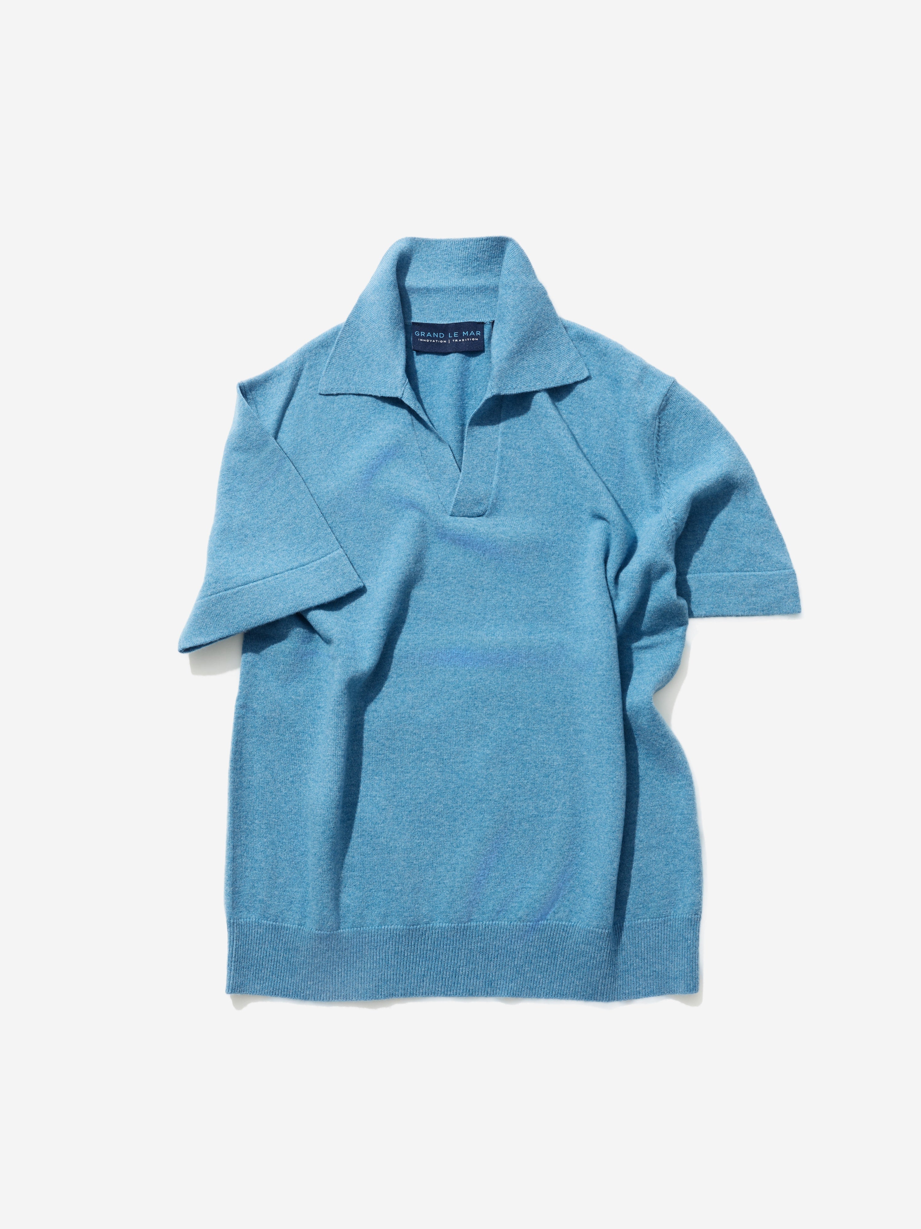 Blue Merino Wool Cashmere Polo - Grand Le Mar