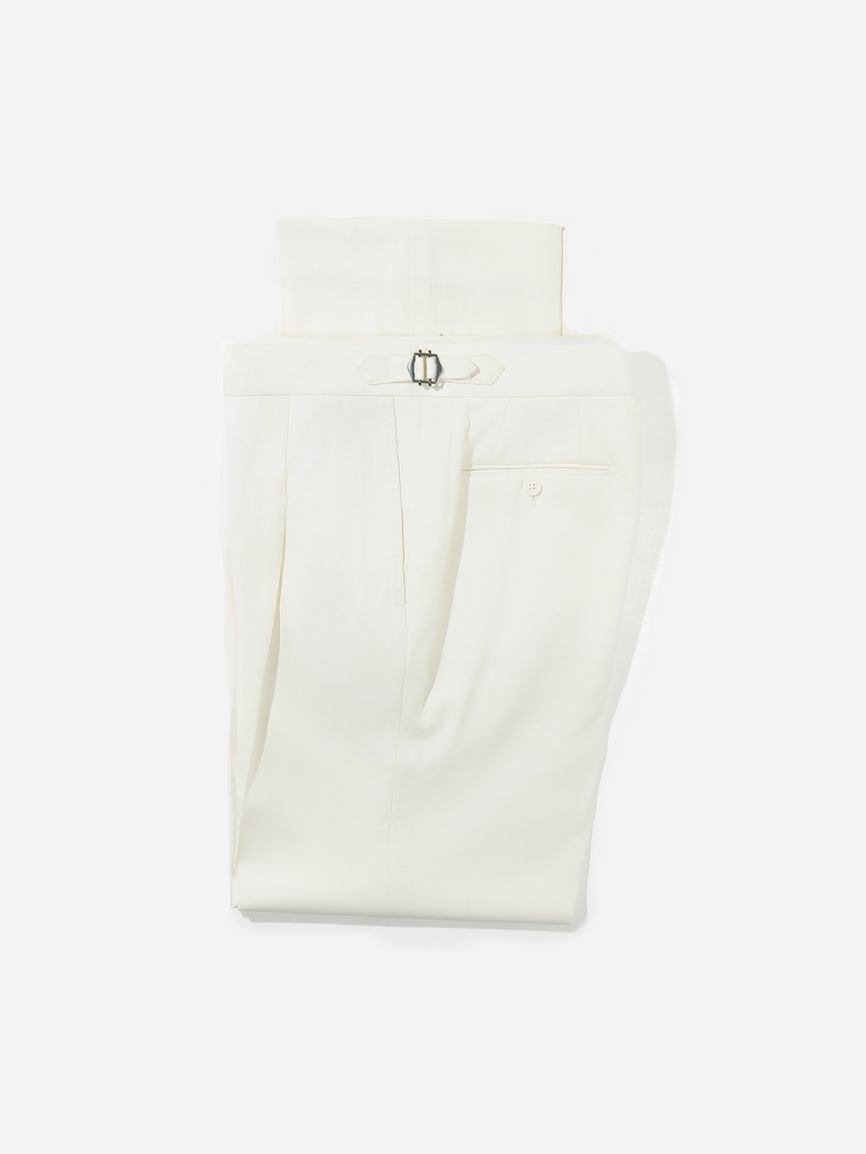 Bone White S130 Wool Oscar Trousers (Wide Fit) - Grand Le Mar