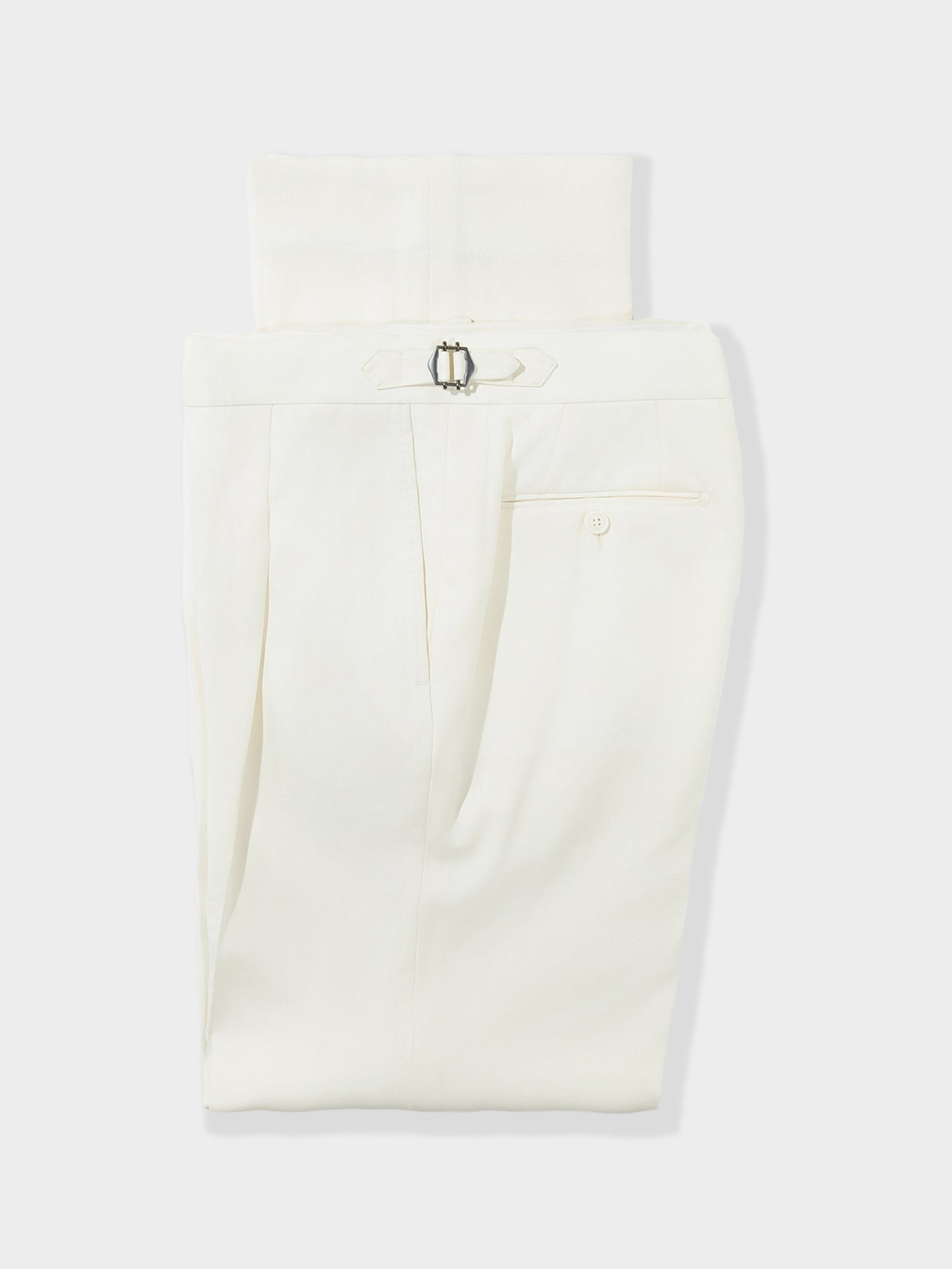 Bone White Wool Trousers (Wide Fit)