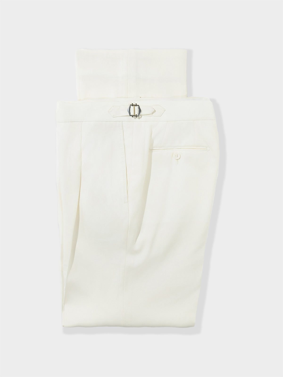 Bone White Wool Trousers (Wide Fit)