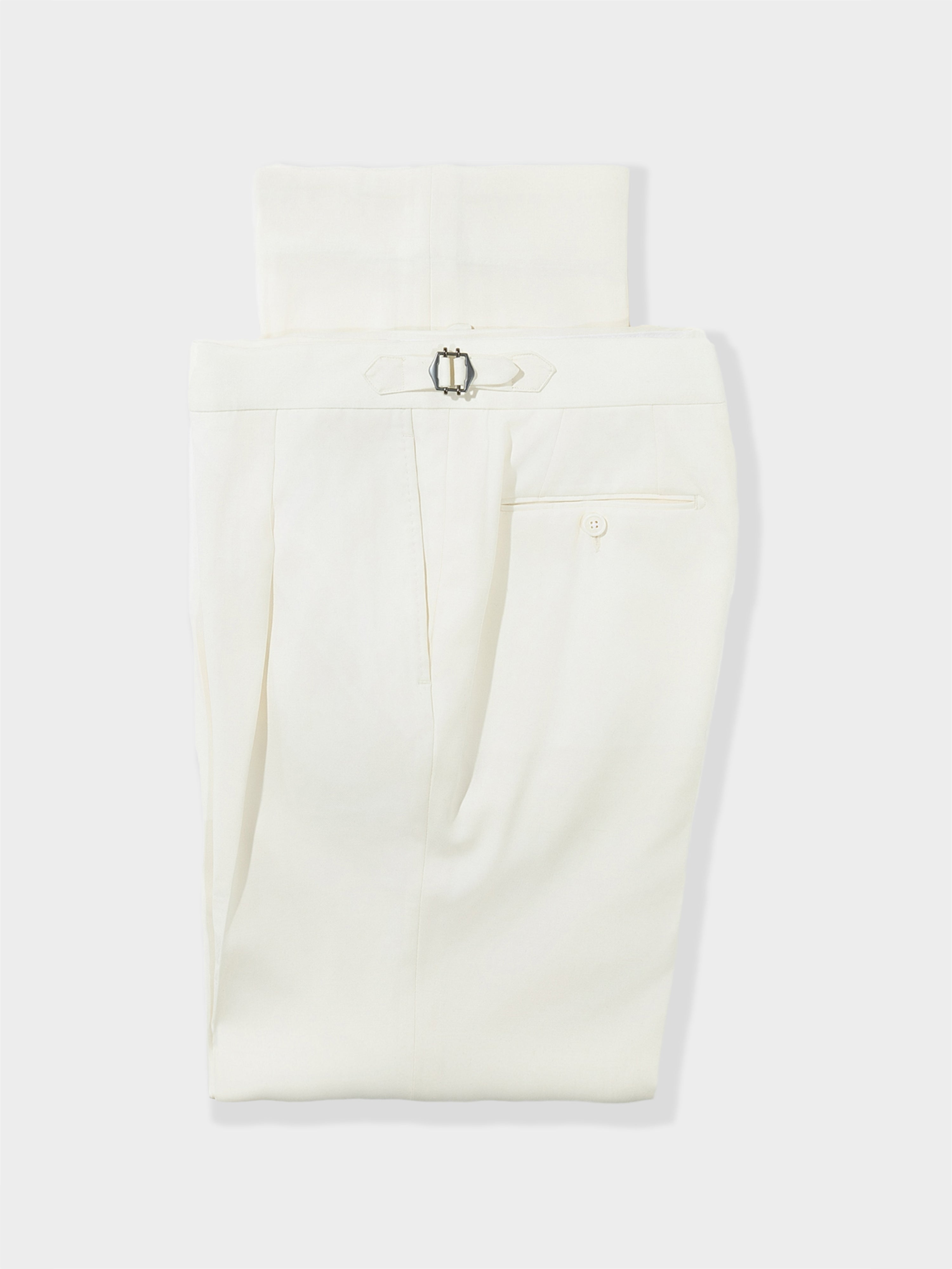 Bone White Wool Trousers (Wide Fit)